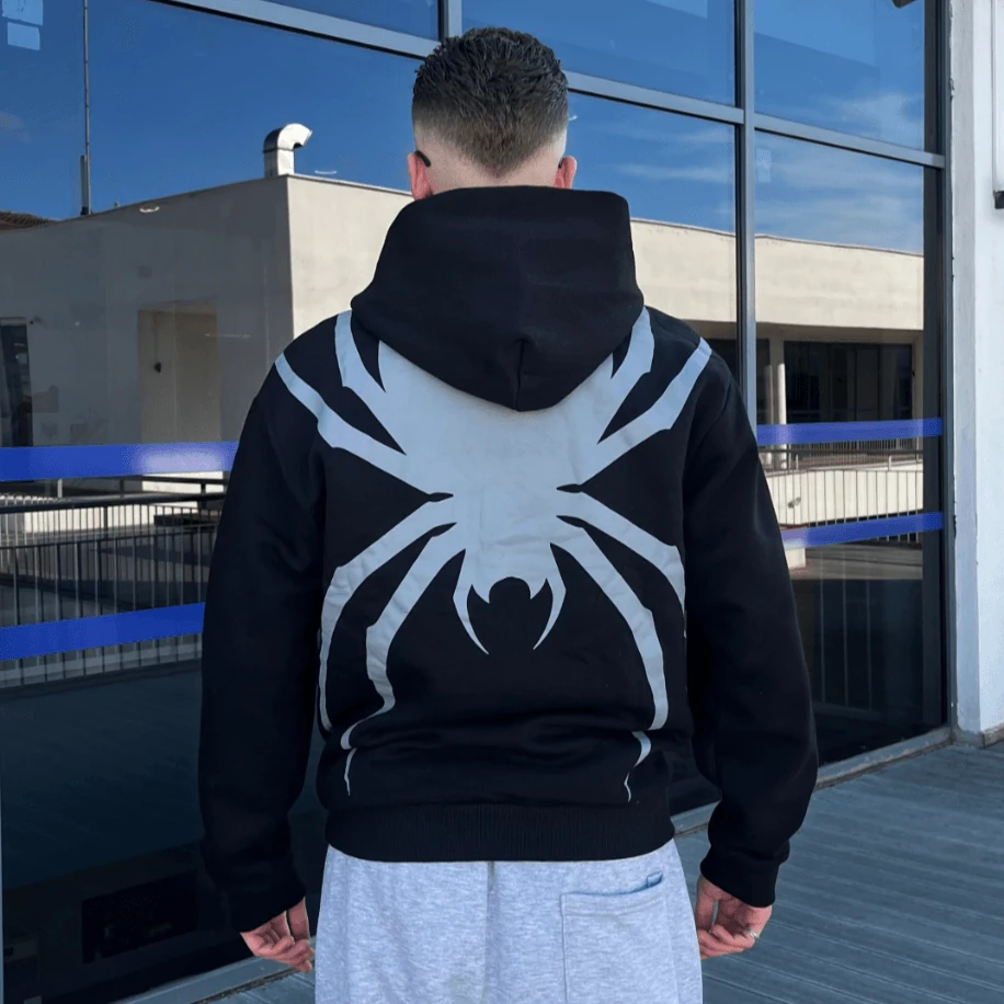 Premıum Spider Baskılı Siyah Oversize Sweatshirt G1090
