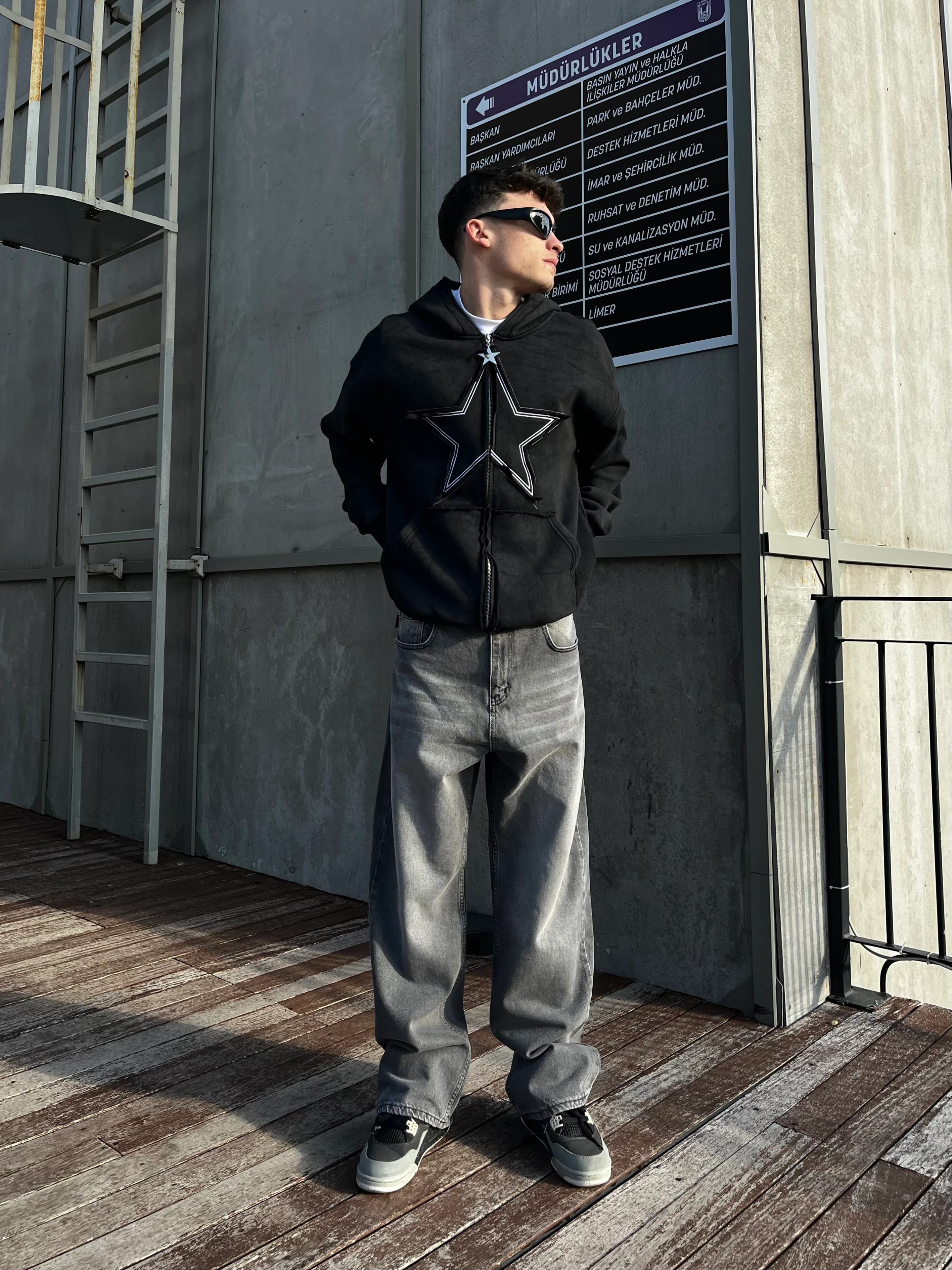 Line Yıkamalı Antrasit Baggy Jean G1063