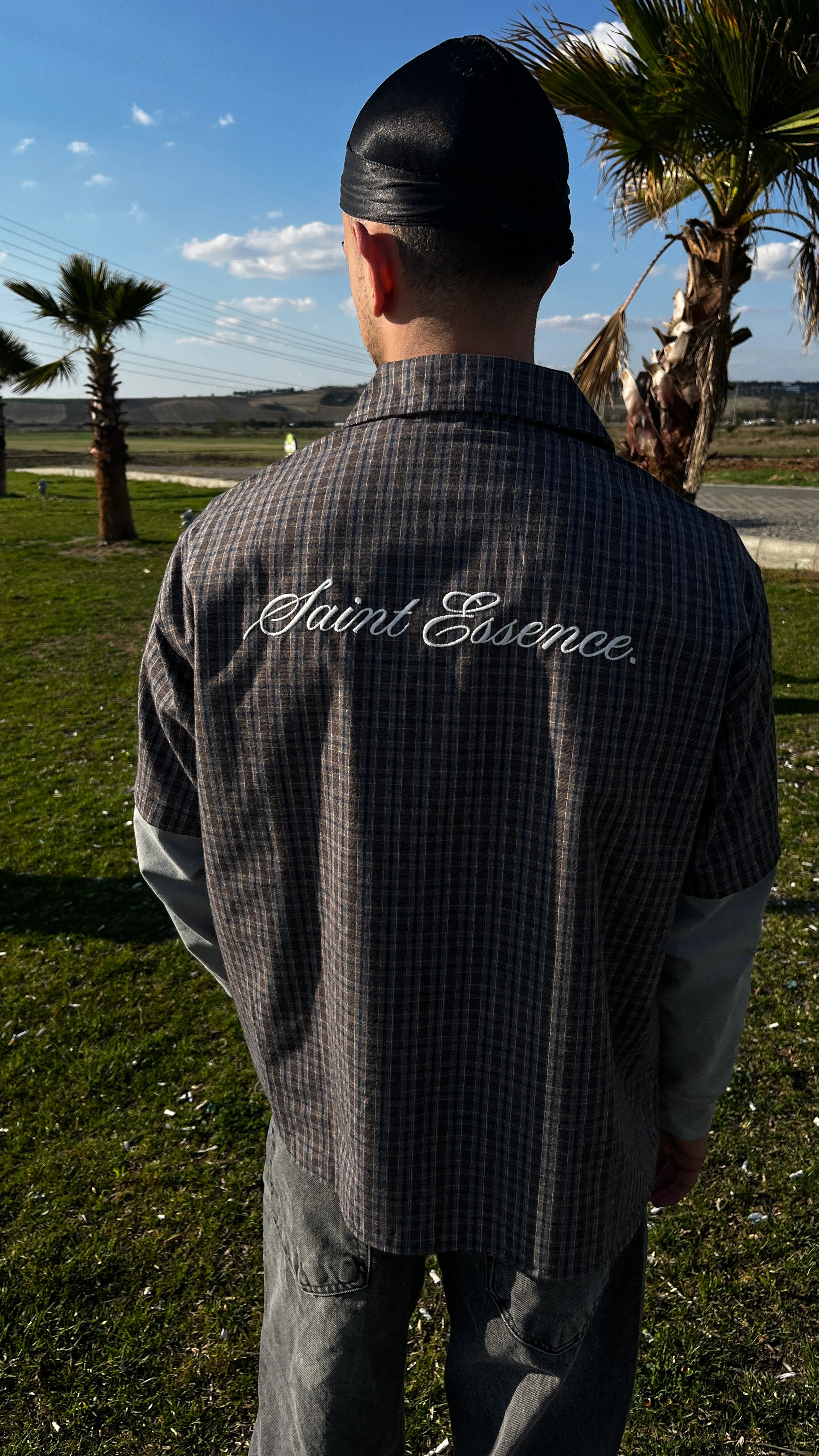 Kare Desenli Nakışlı Oversize Sweatshirt G10158