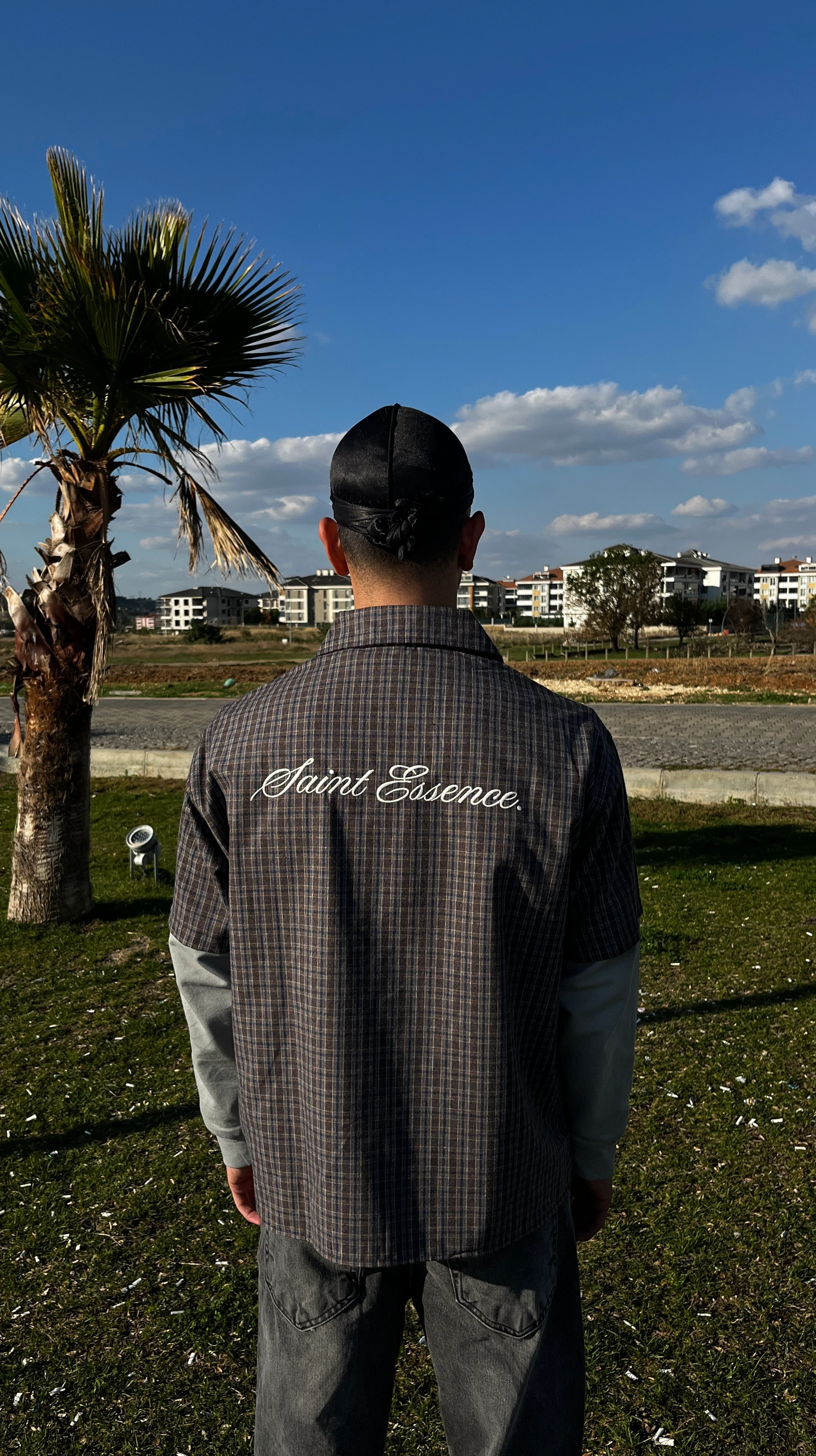 Kare Desenli Nakışlı Oversize Sweatshirt G10158