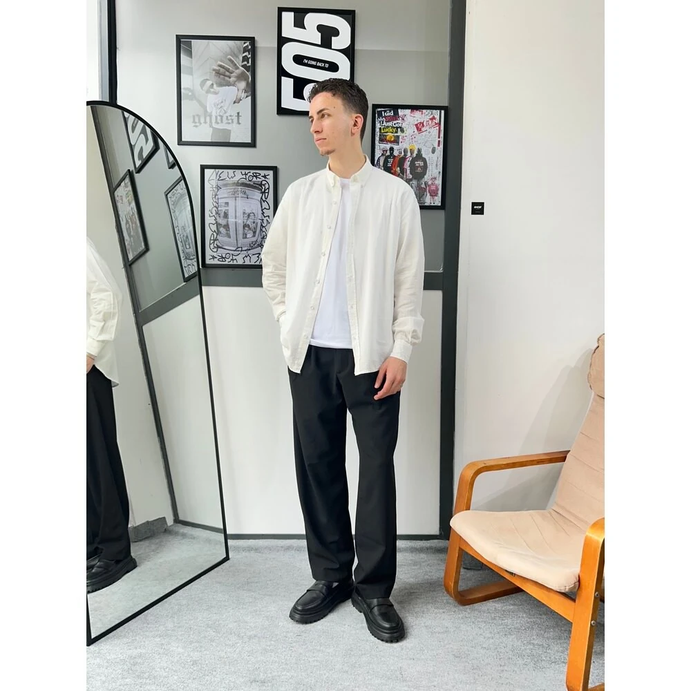 Chill Cozy Relax Fiy Beyaz Gömlek G1042