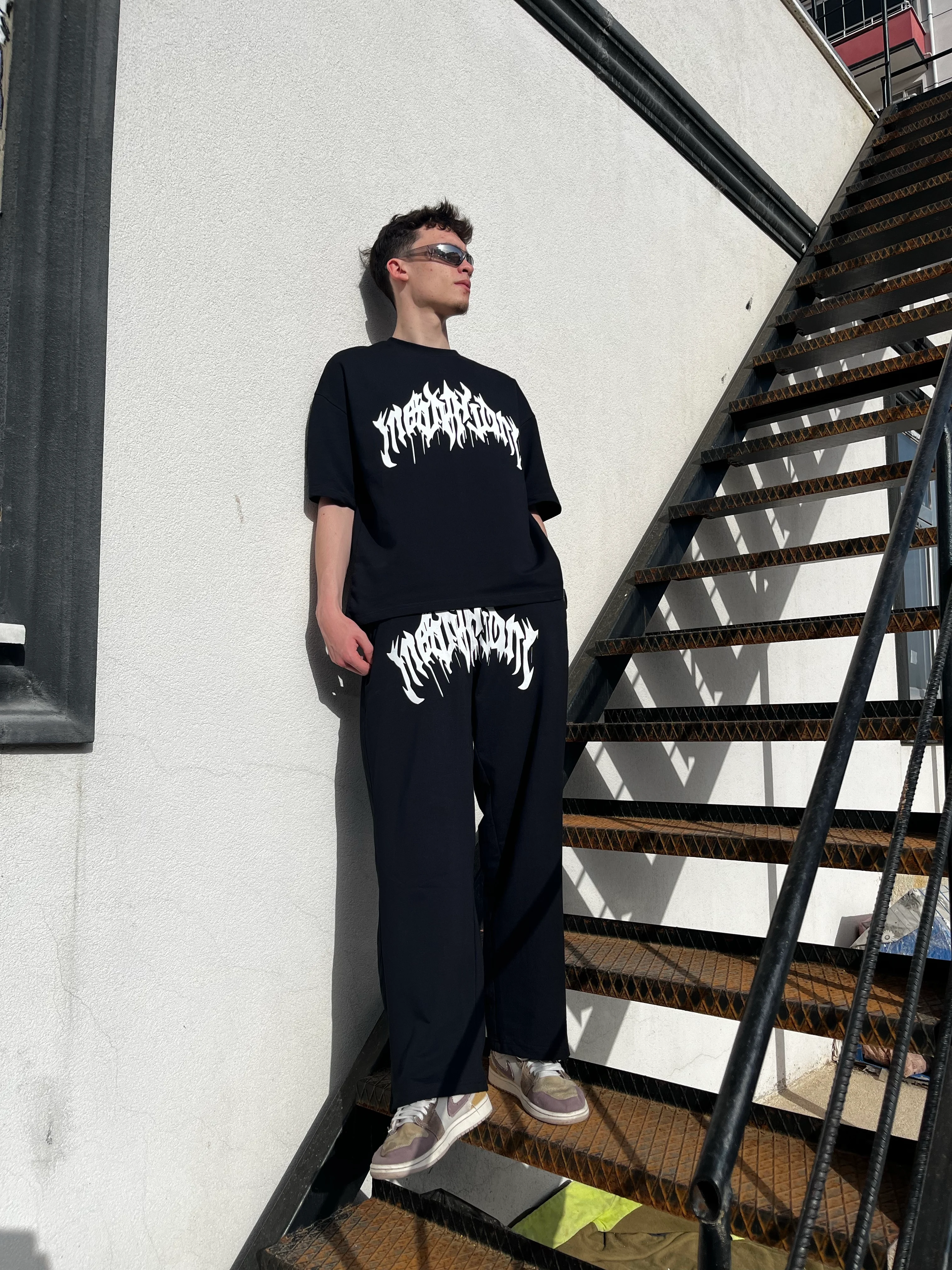 Premium Baskılı Oversize Siyah Eşofman Takımı G1047