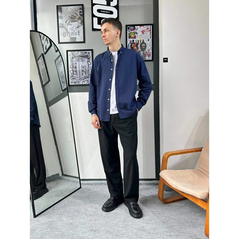 Chill Cozy Relax Fit Lacivert Gömlek G1043