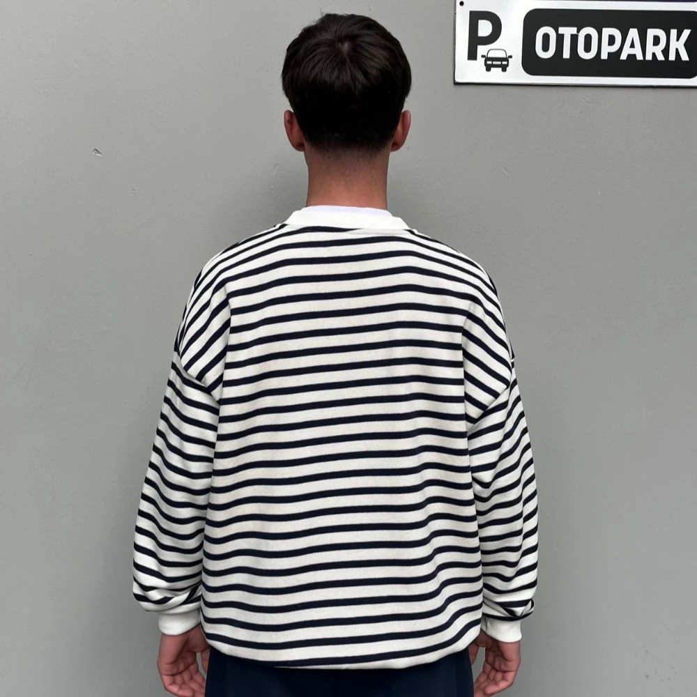 TD Nakış Detaylı Çizgili Sweatshirt G1093