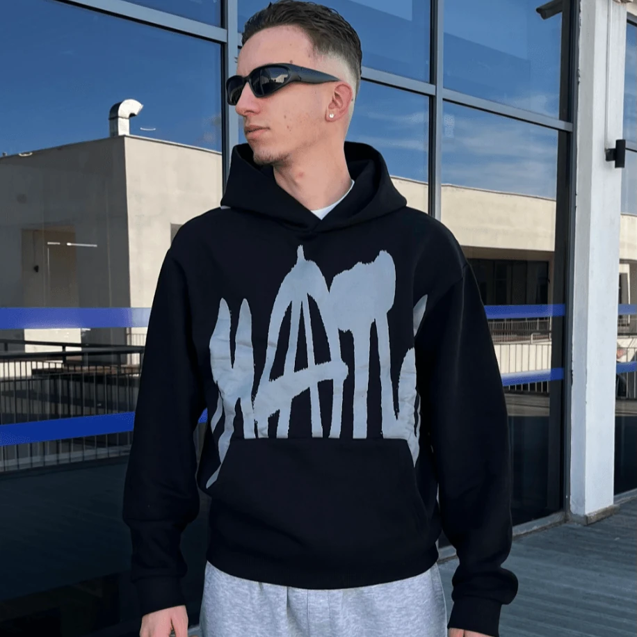 Premıum Spider Baskılı Siyah Oversize Sweatshirt G1090