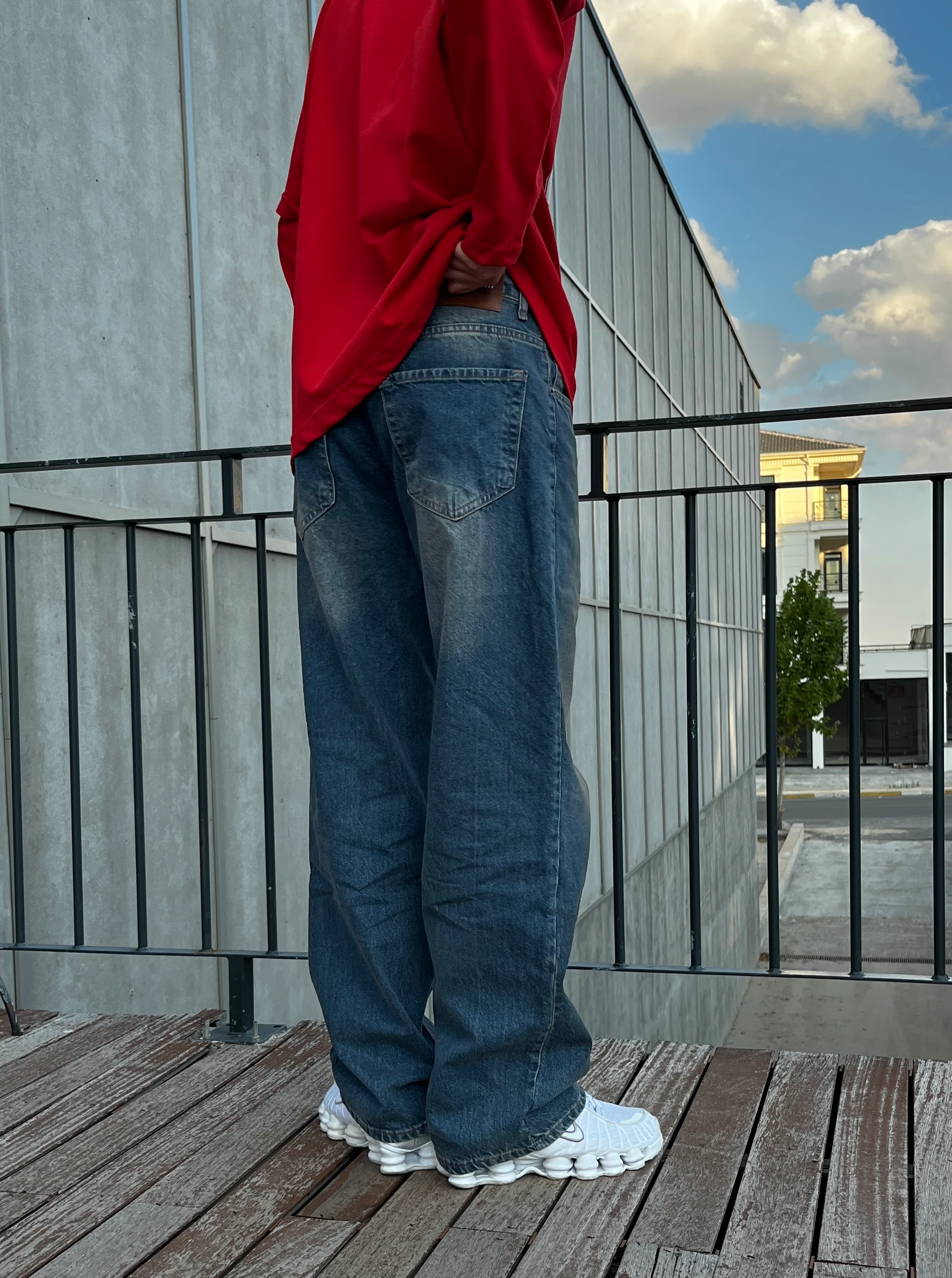 Acid Wash Blue Baggy Pantolon G10142