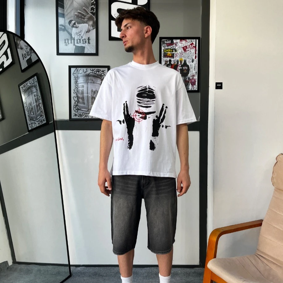 Beyaz Fear God Boxy Fit Oversize Tişört G10136