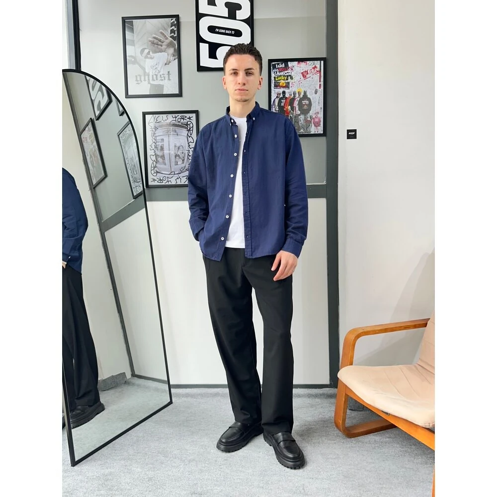 Chill Cozy Relax Fit Lacivert Gömlek G1043