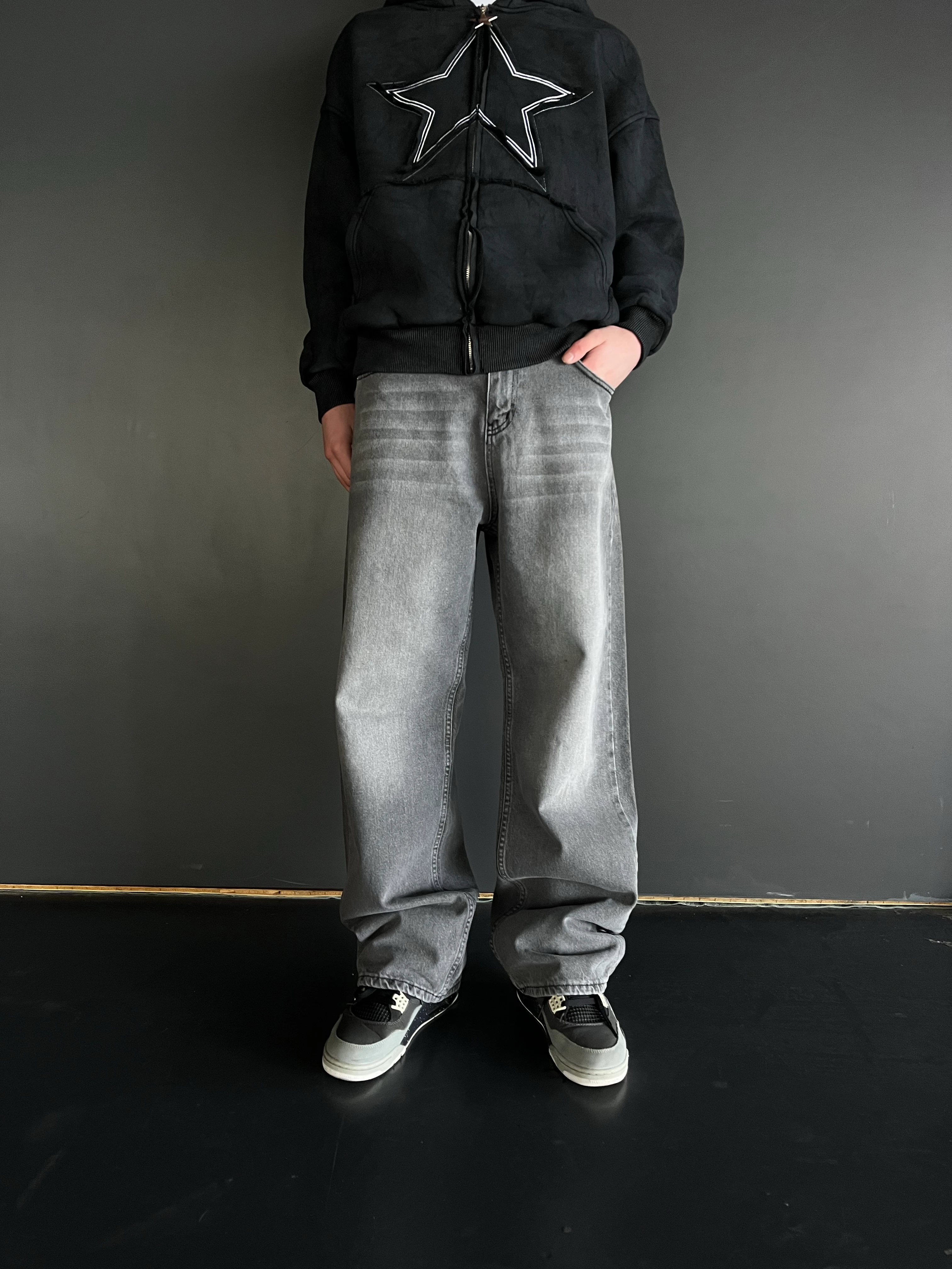 Line Yıkamalı Antrasit Baggy Jean G1063