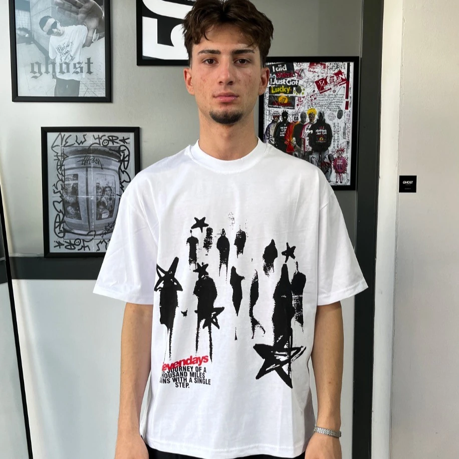 Beyaz Elevendays Boxy FitOversize Tişört G10134