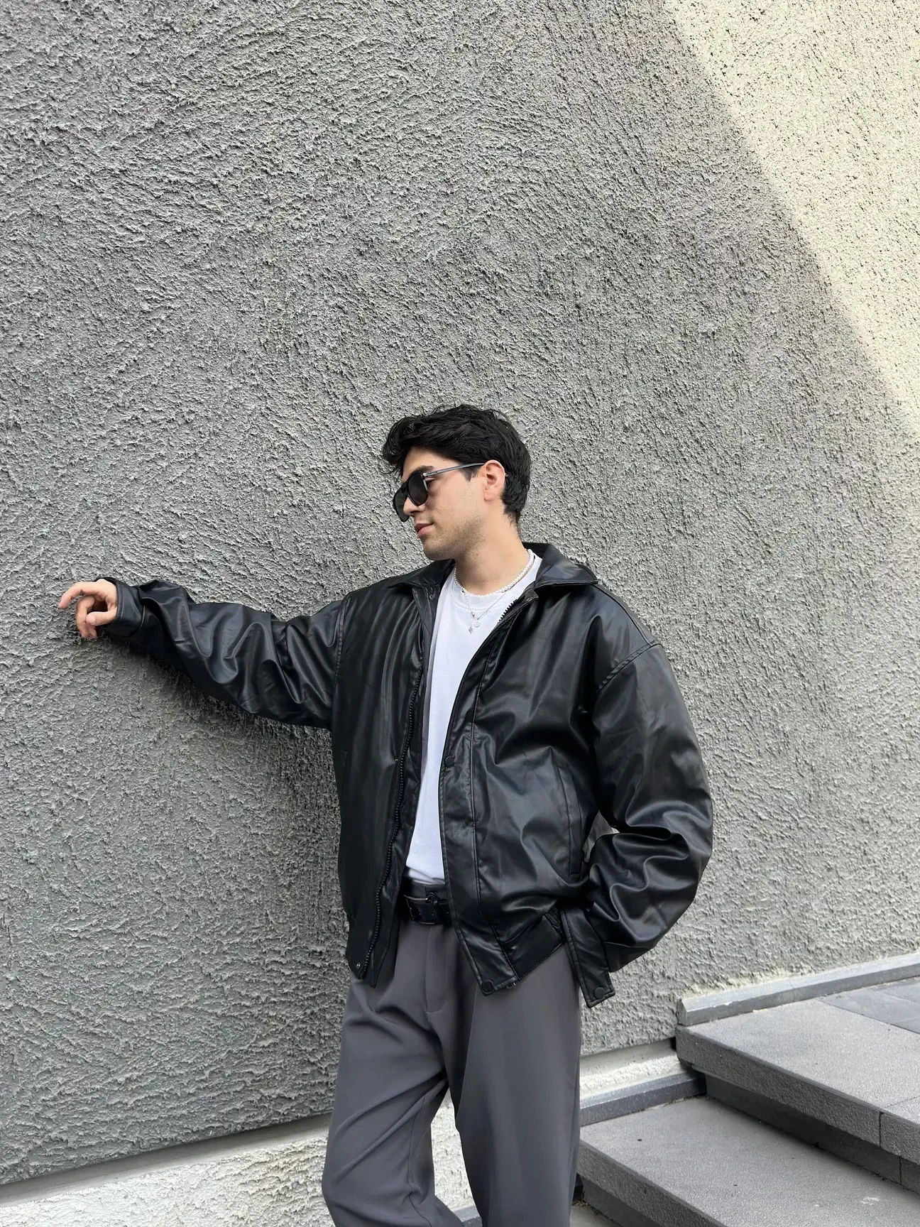 Premium Siyah Oversize Deri Ceket G1087