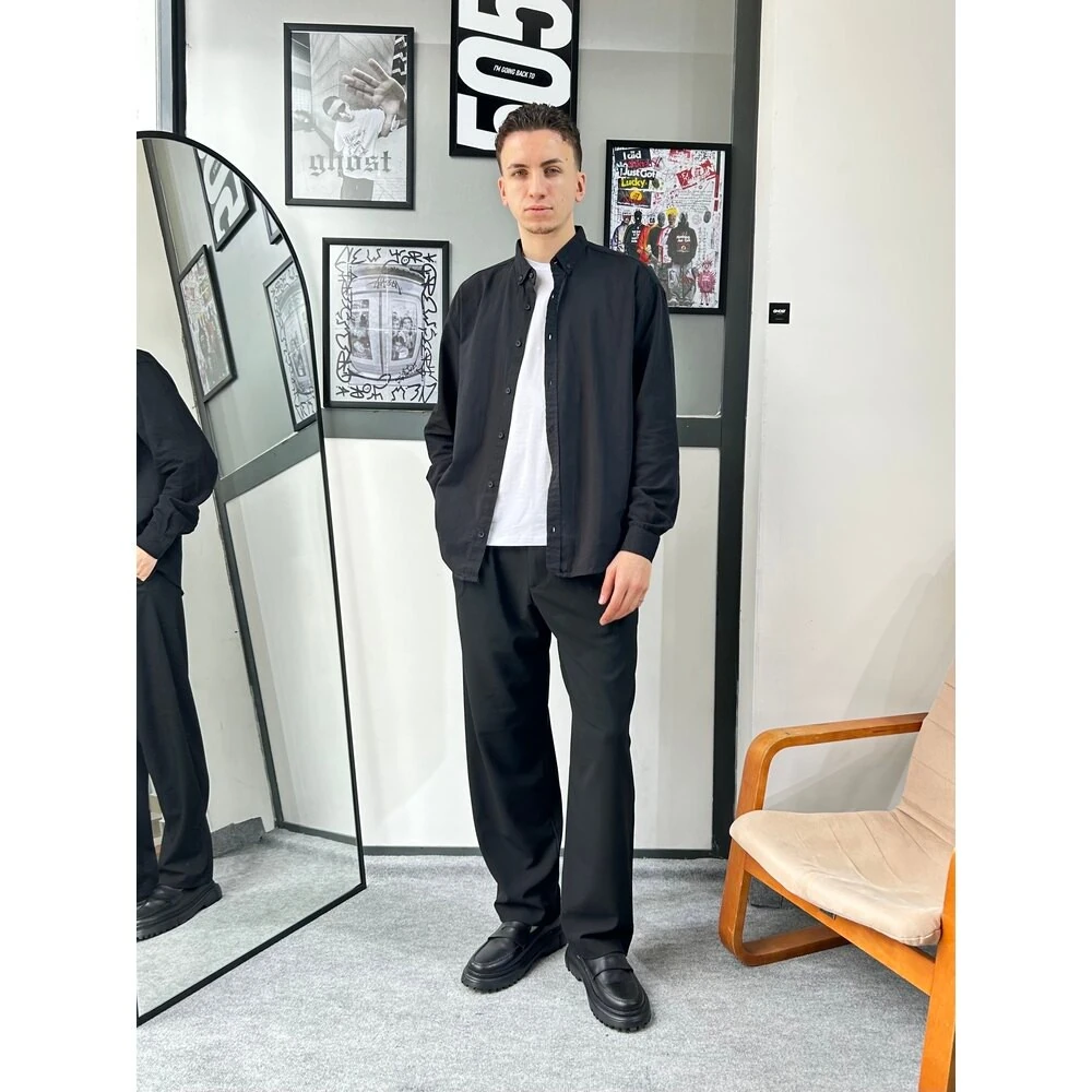 Chill Cozy Relax Fit Siyah Gömlek G1081