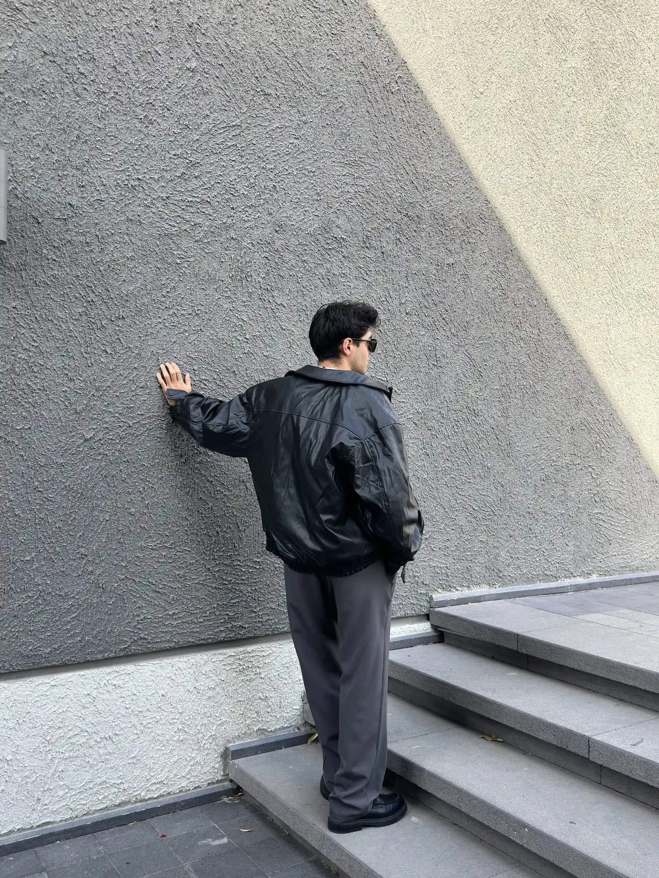 Premium Siyah Oversize Deri Ceket G1087