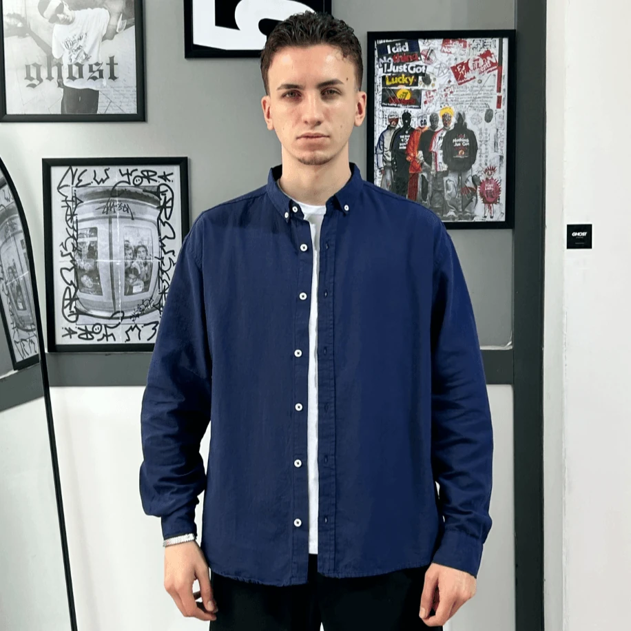 Chill Cozy Relax Fit Lacivert Gömlek G1043