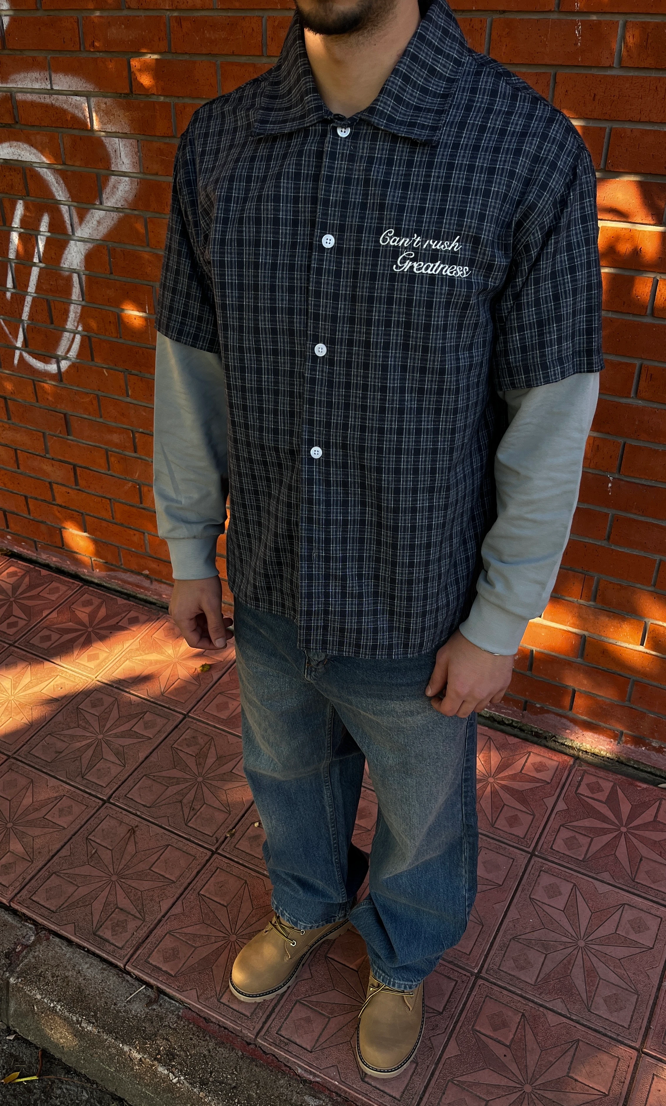 Kare Desenli  Nakışlı Oversize Sweatshirt G10157