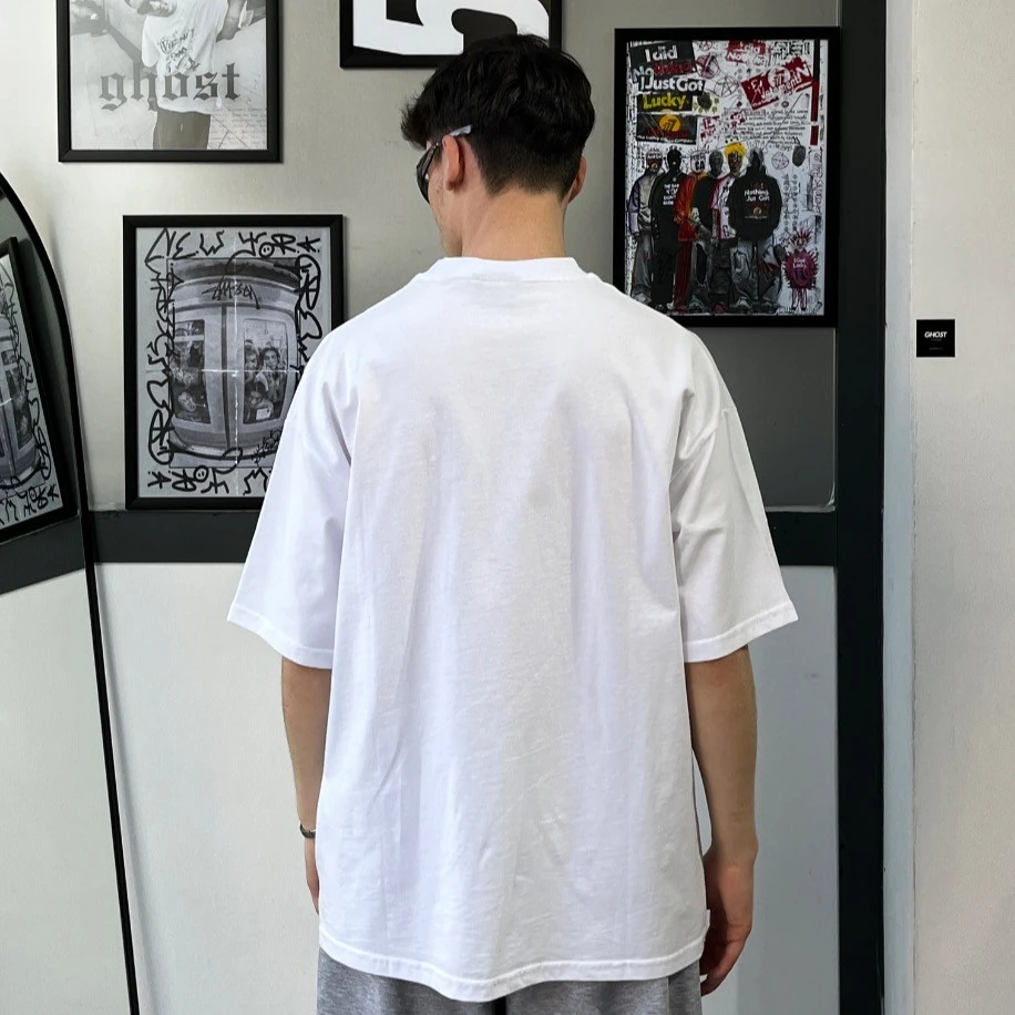 Chakkra Baskılı Beyaz Oversize Tişört G1058