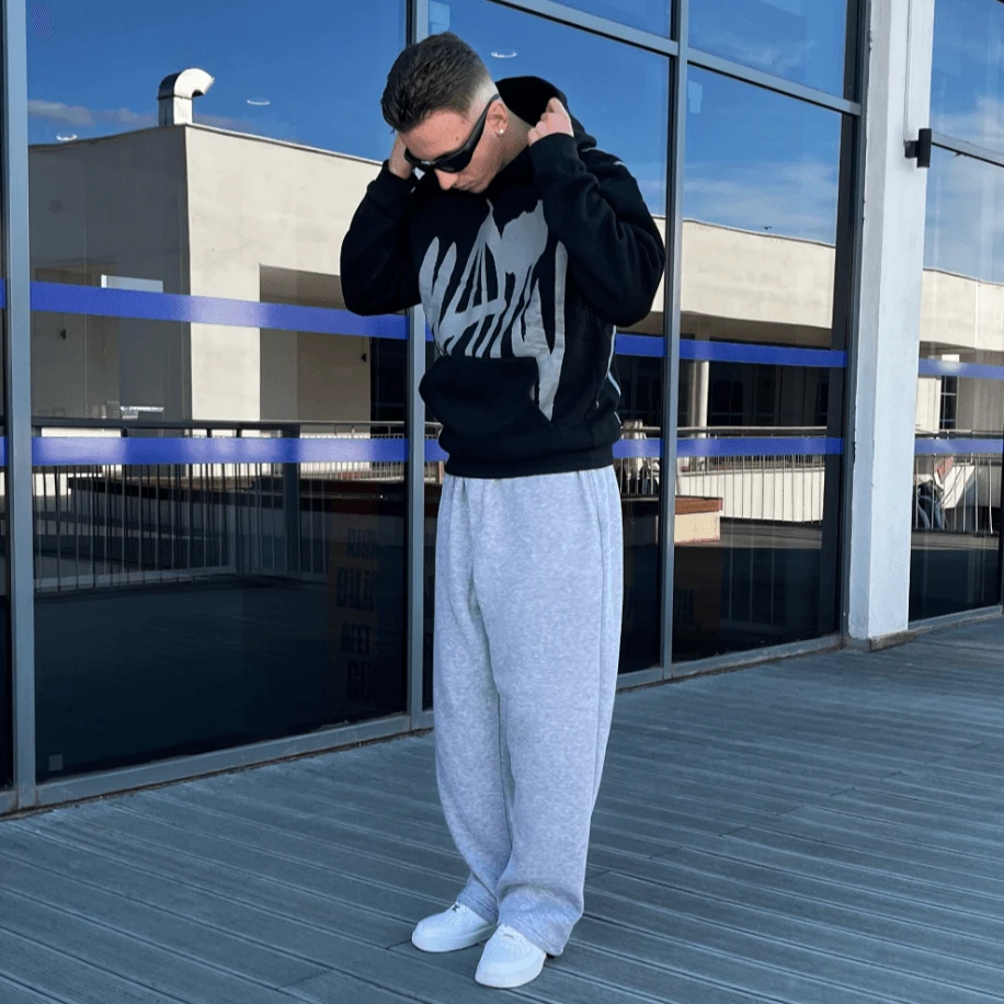 Premıum Spider Baskılı Siyah Oversize Sweatshirt G1090