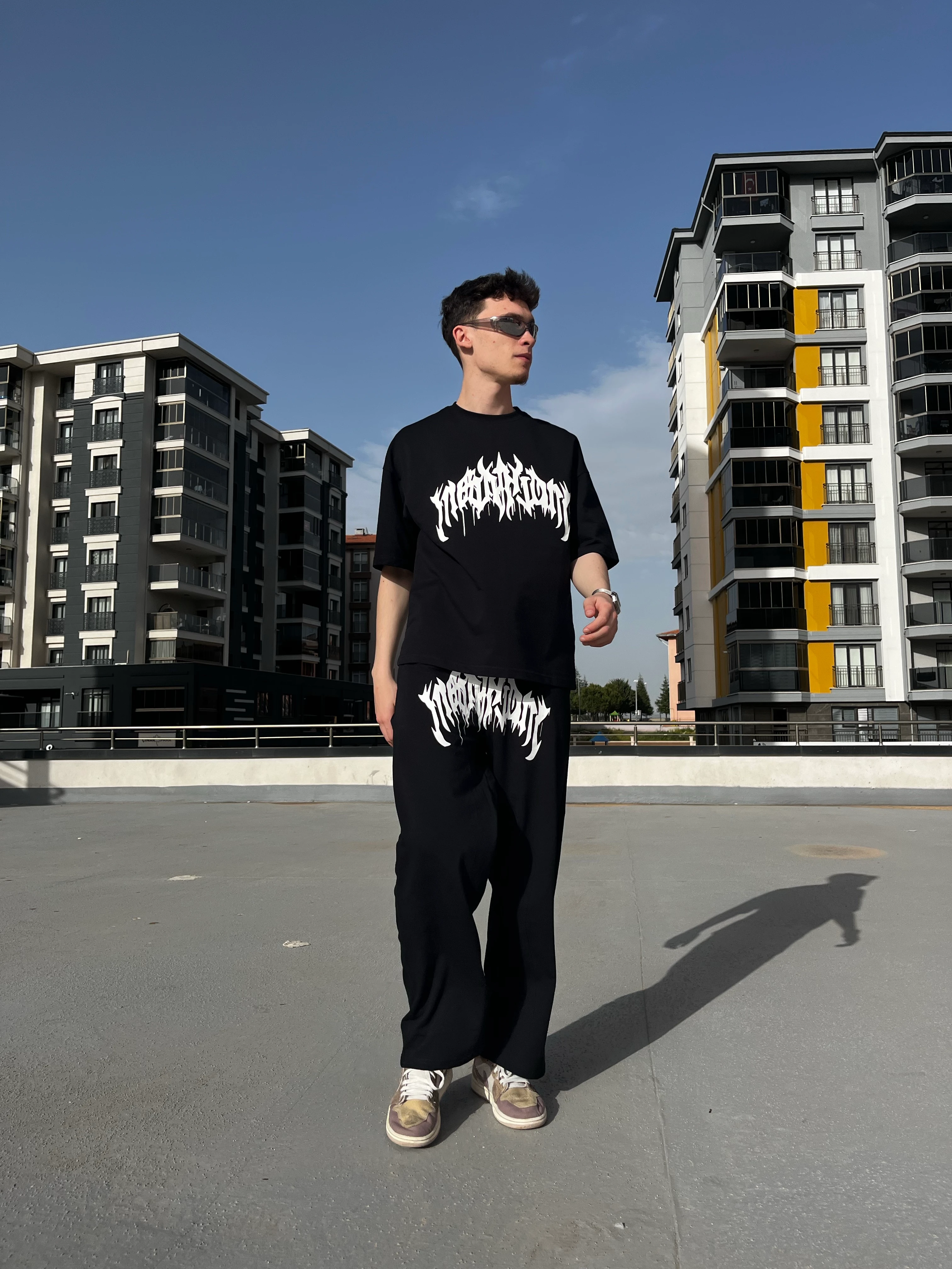 Premium Baskılı Oversize Siyah Eşofman Takımı G1047