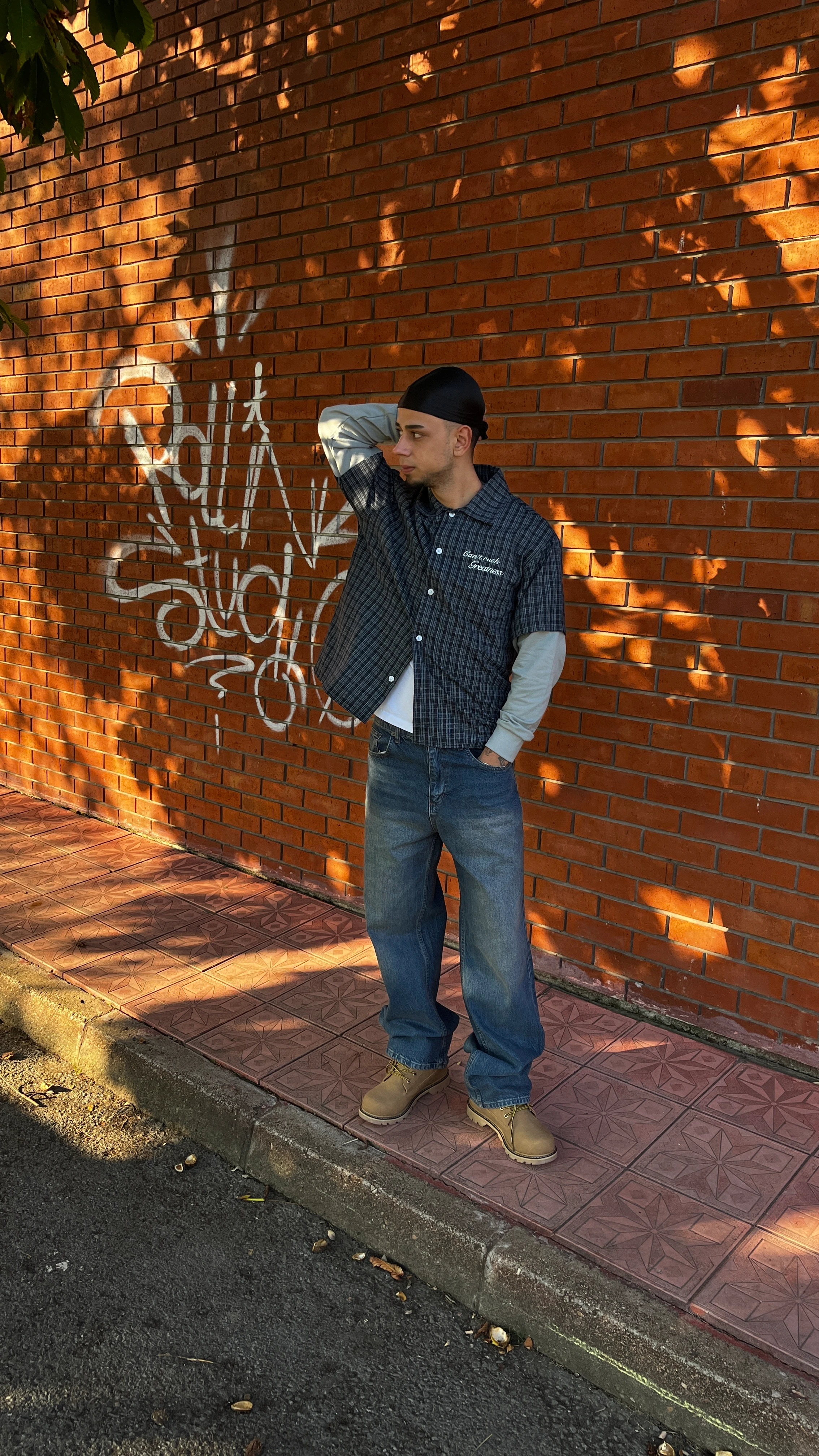 Kare Desenli  Nakışlı Oversize Sweatshirt G10157