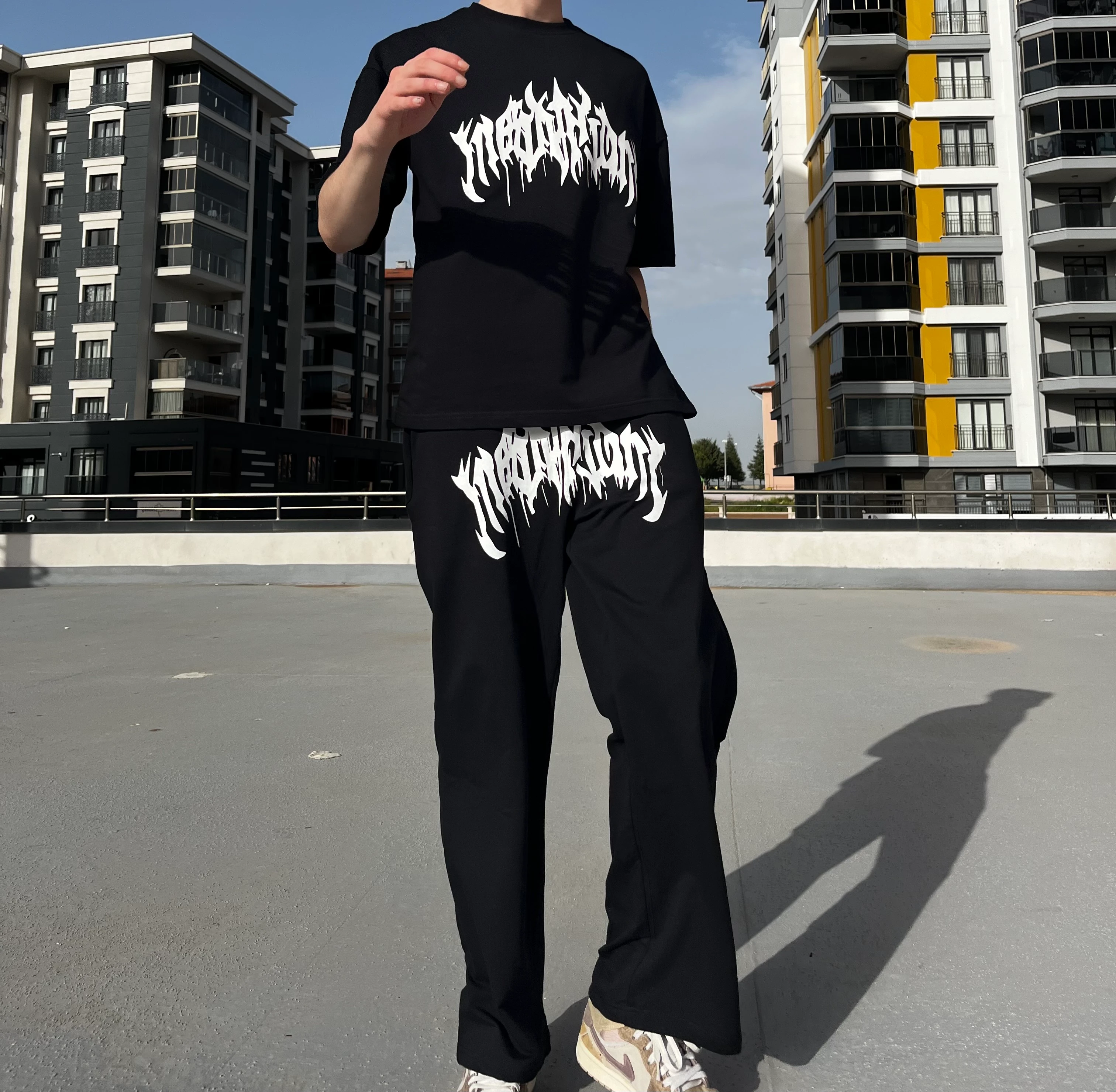 Premium Baskılı Oversize Siyah Eşofman Takımı G1047