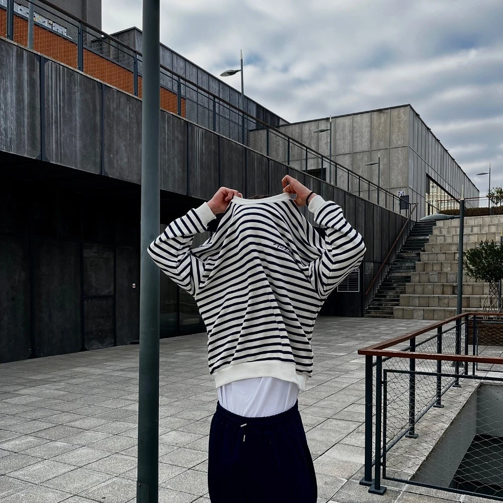 TD Nakış Detaylı Çizgili Sweatshirt G1093