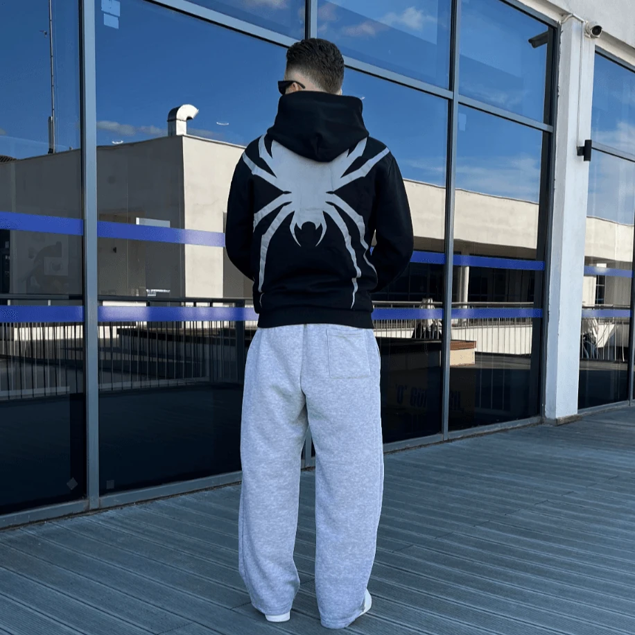 Premıum Spider Baskılı Siyah Oversize Sweatshirt G1090