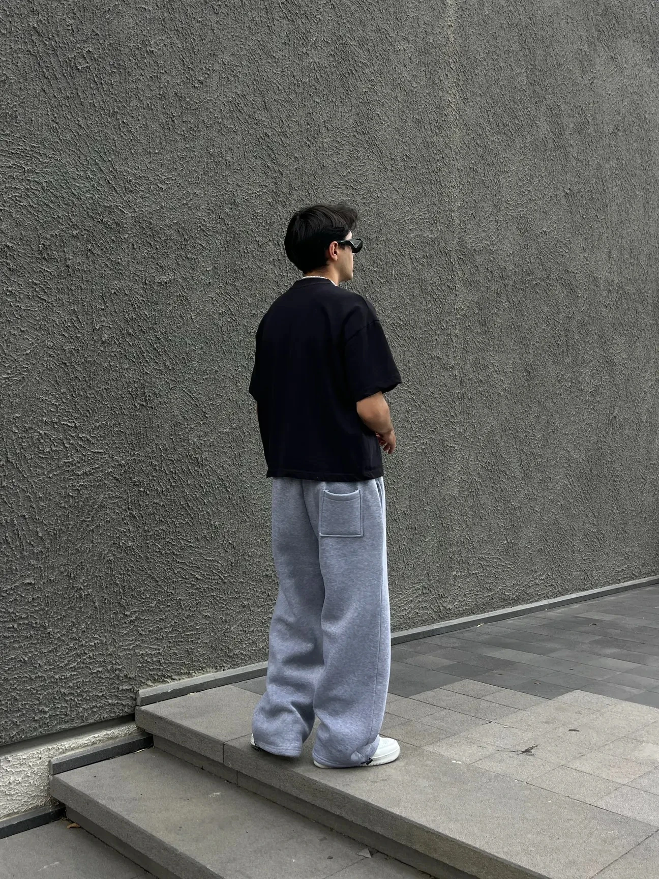 Basic Paça Lastikli Siyah Baggy Eşofman G1032