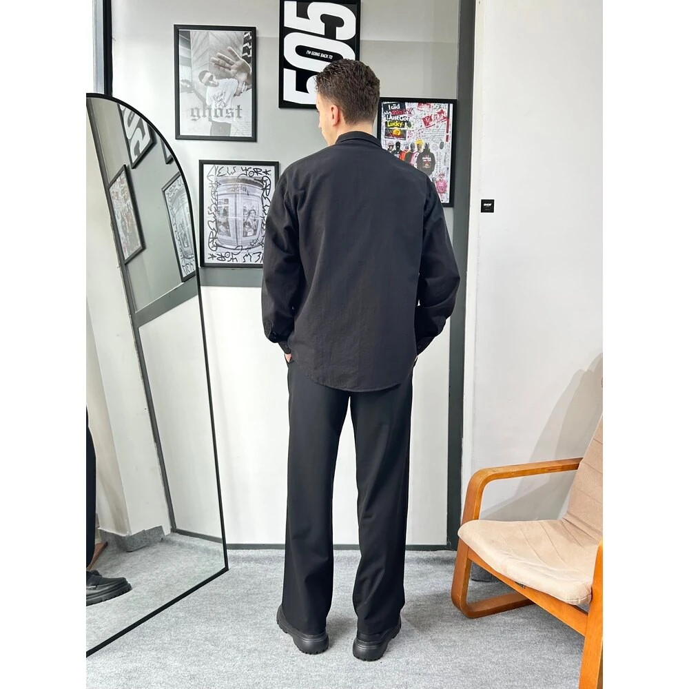 Chill Cozy Relax Fit Siyah Gömlek G1081