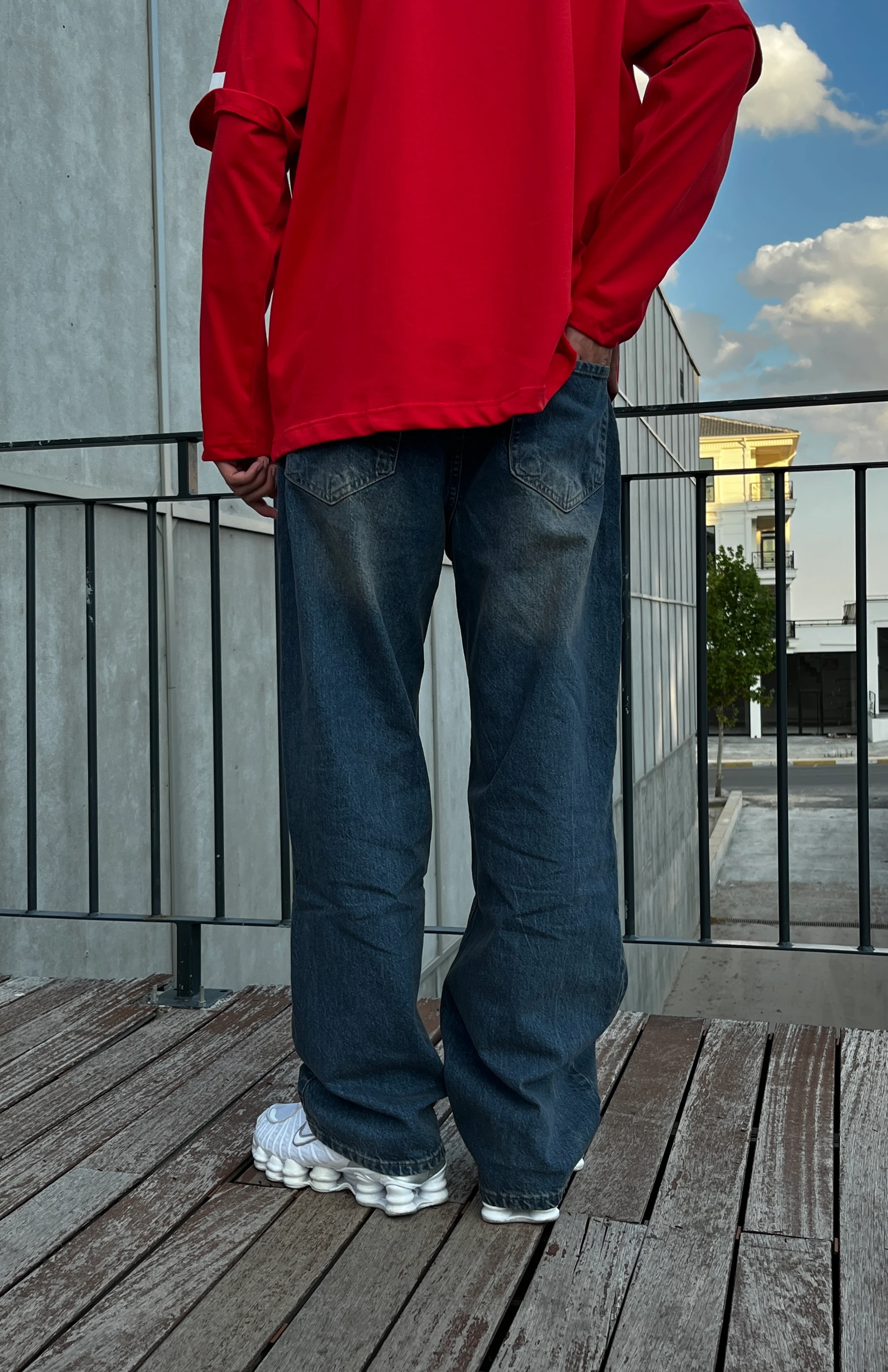 Acid Wash Blue Baggy Pantolon G10142