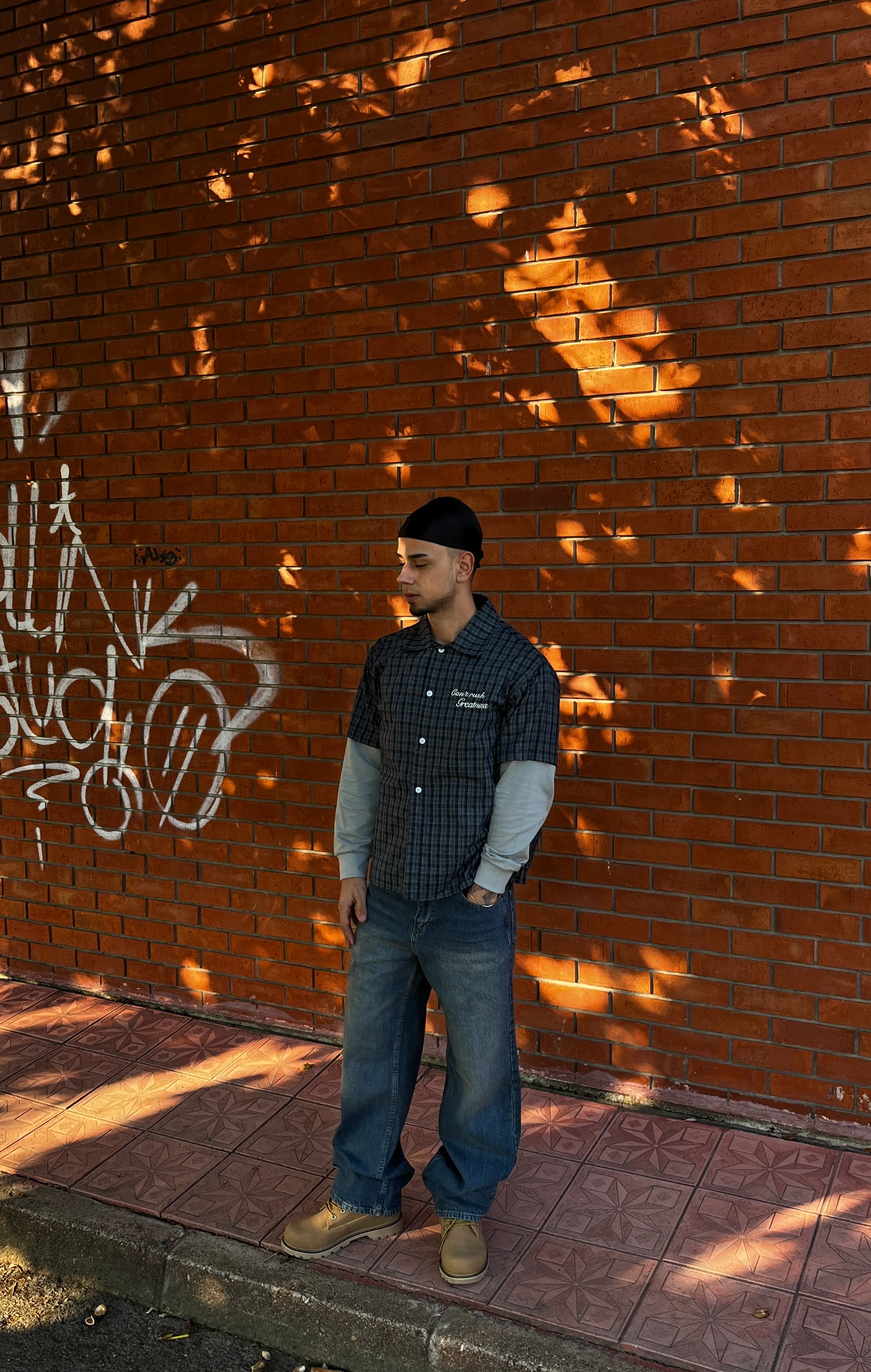 Kare Desenli  Nakışlı Oversize Sweatshirt G10157