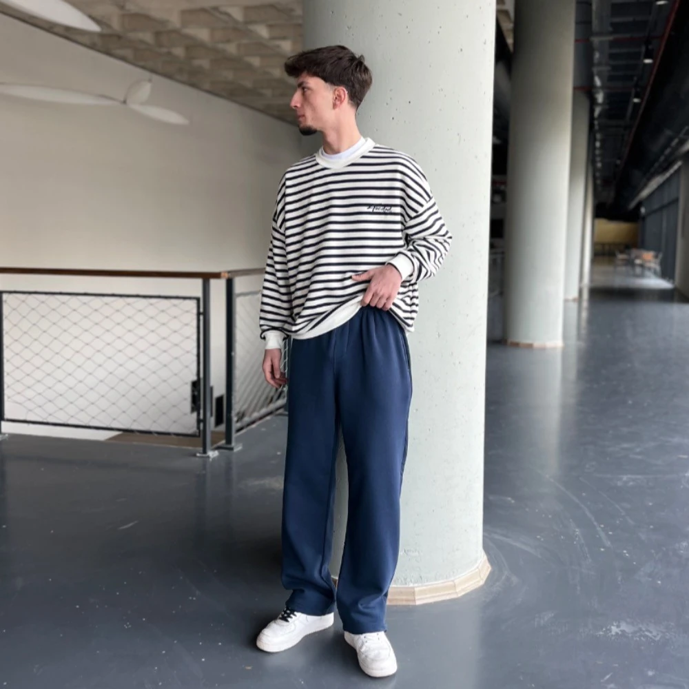 TD Nakış Detaylı Çizgili Sweatshirt G1093