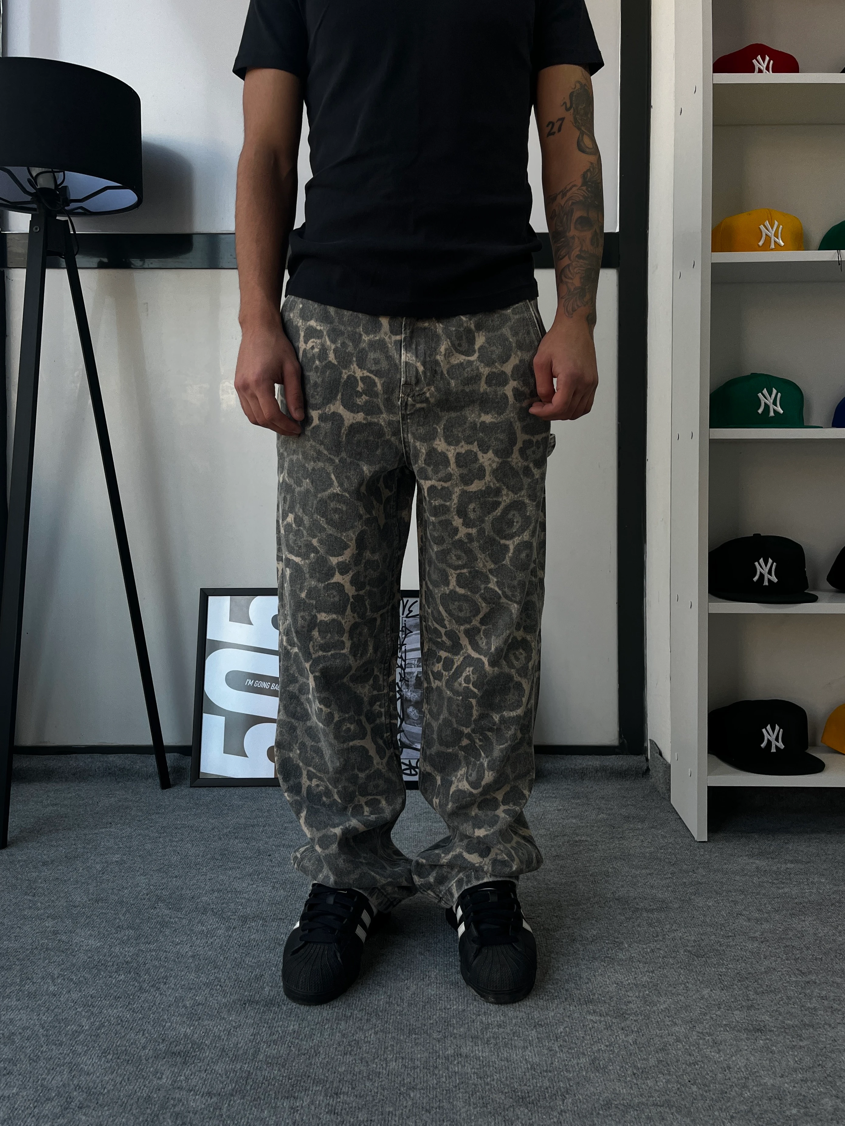 Premium Leopar Desenli Baggy Pantolon G10163