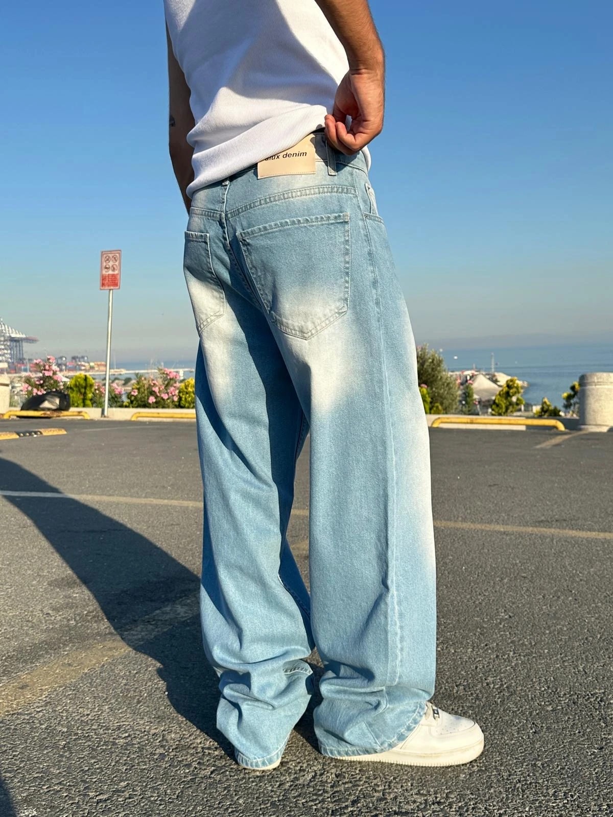 Line Yıkamalı İce Blue Baggy Pantolon G10116