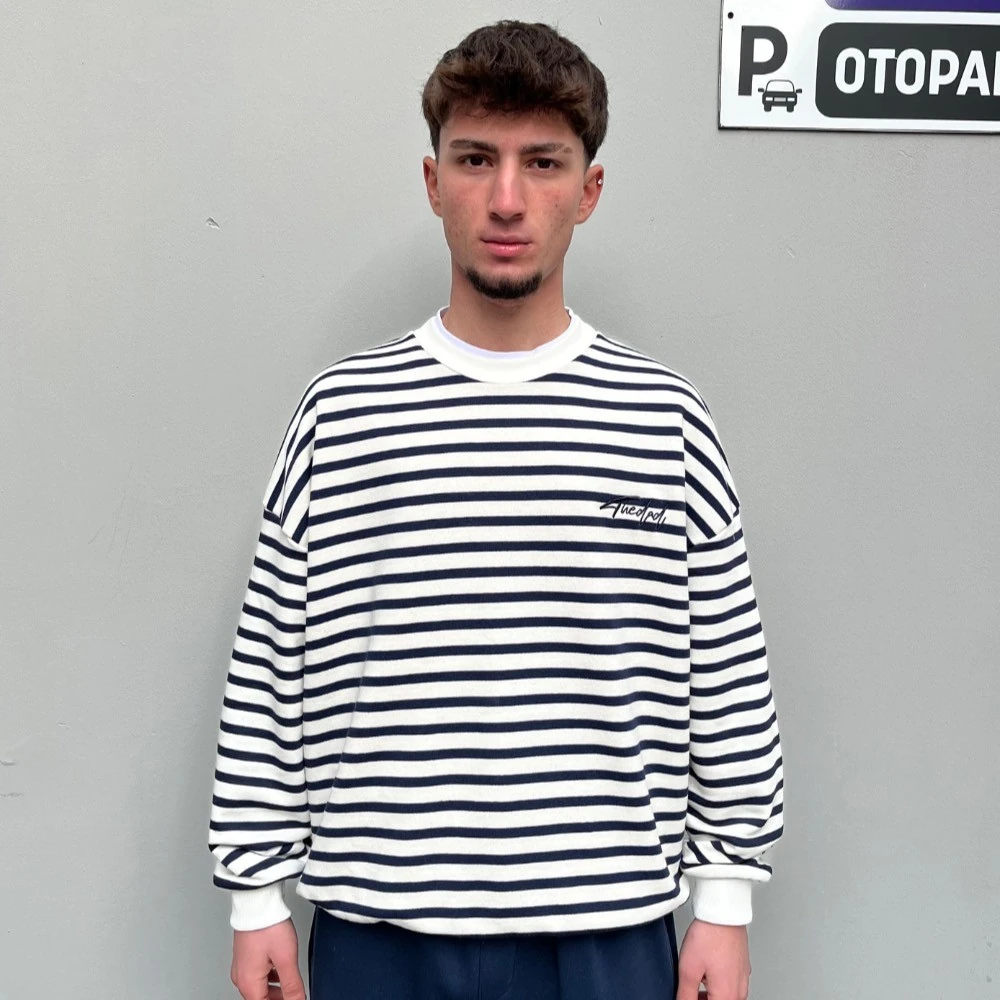 TD Nakış Detaylı Çizgili Sweatshirt G1093