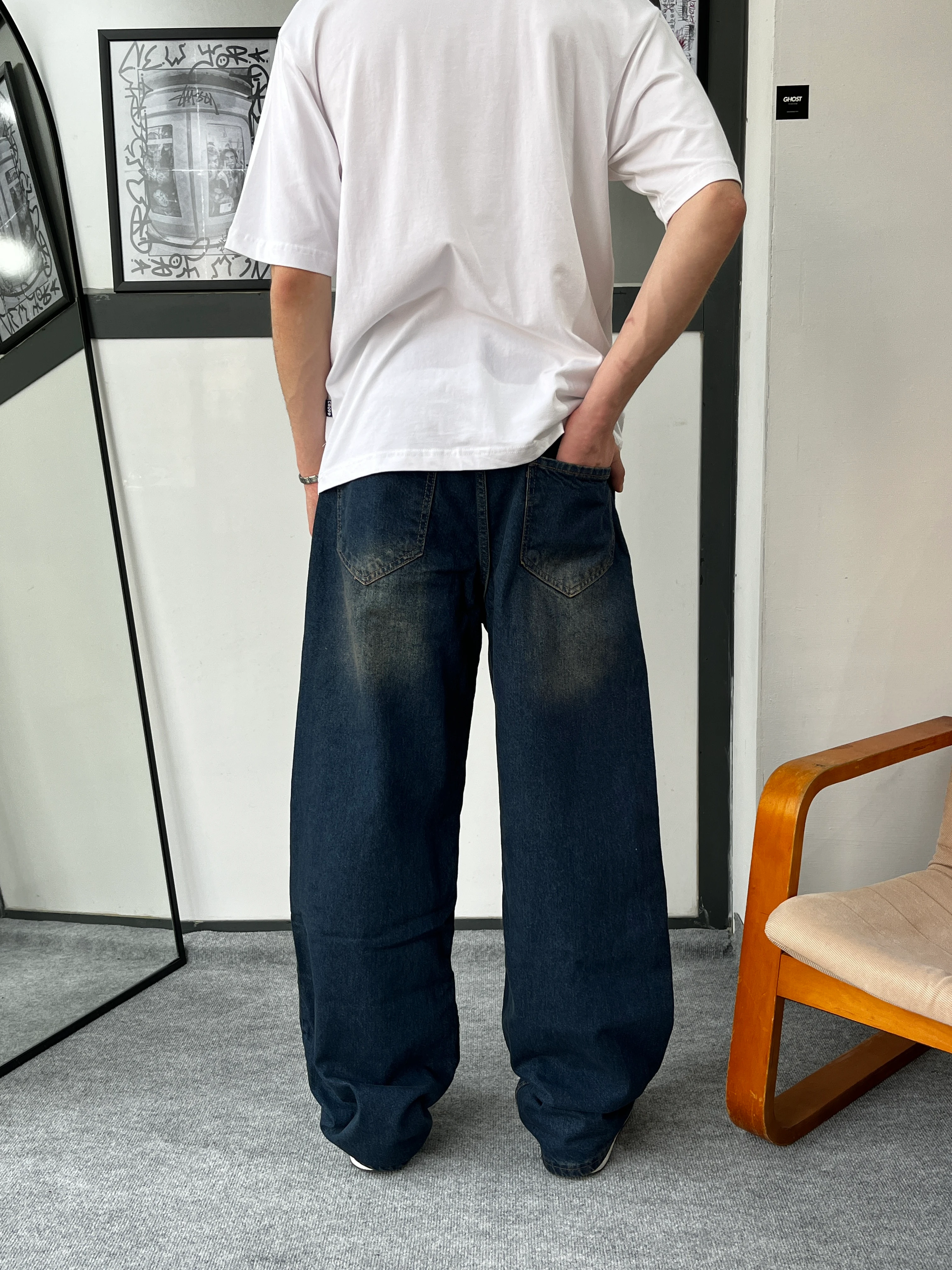 Acid Wash Baggy Pantolon G1094