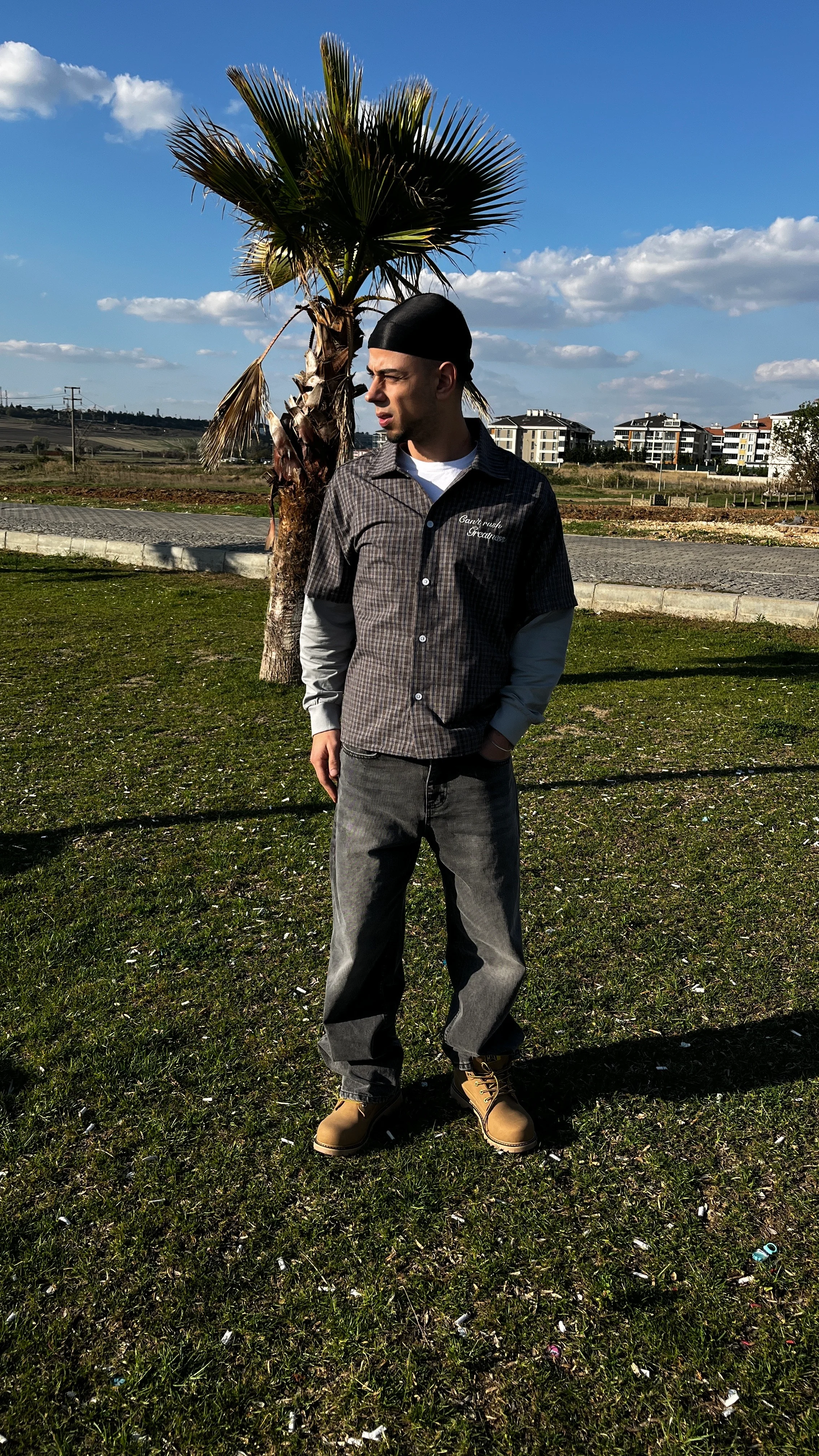 Kare Desenli Nakışlı Oversize Sweatshirt G10158