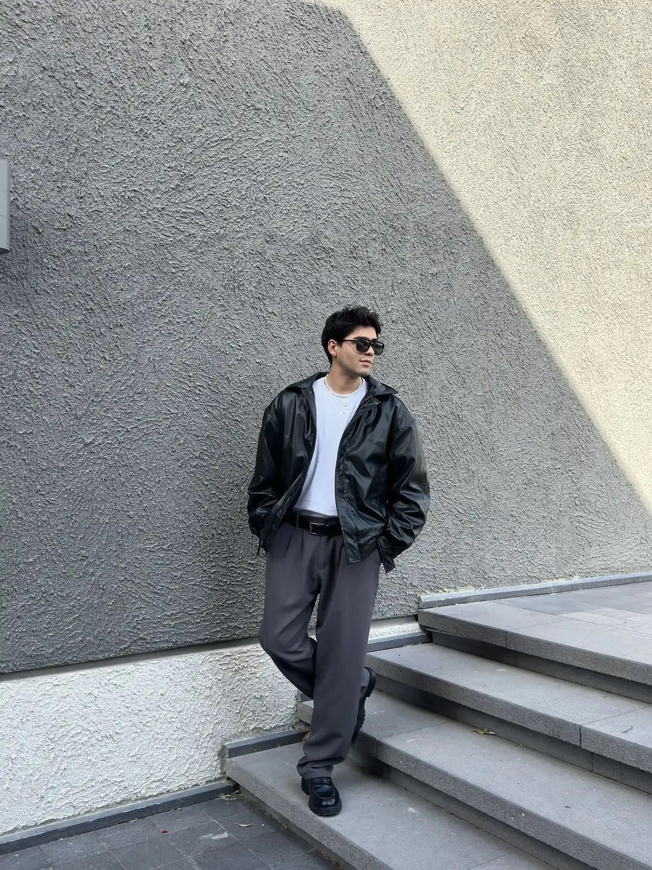 Premium Siyah Oversize Deri Ceket G1087