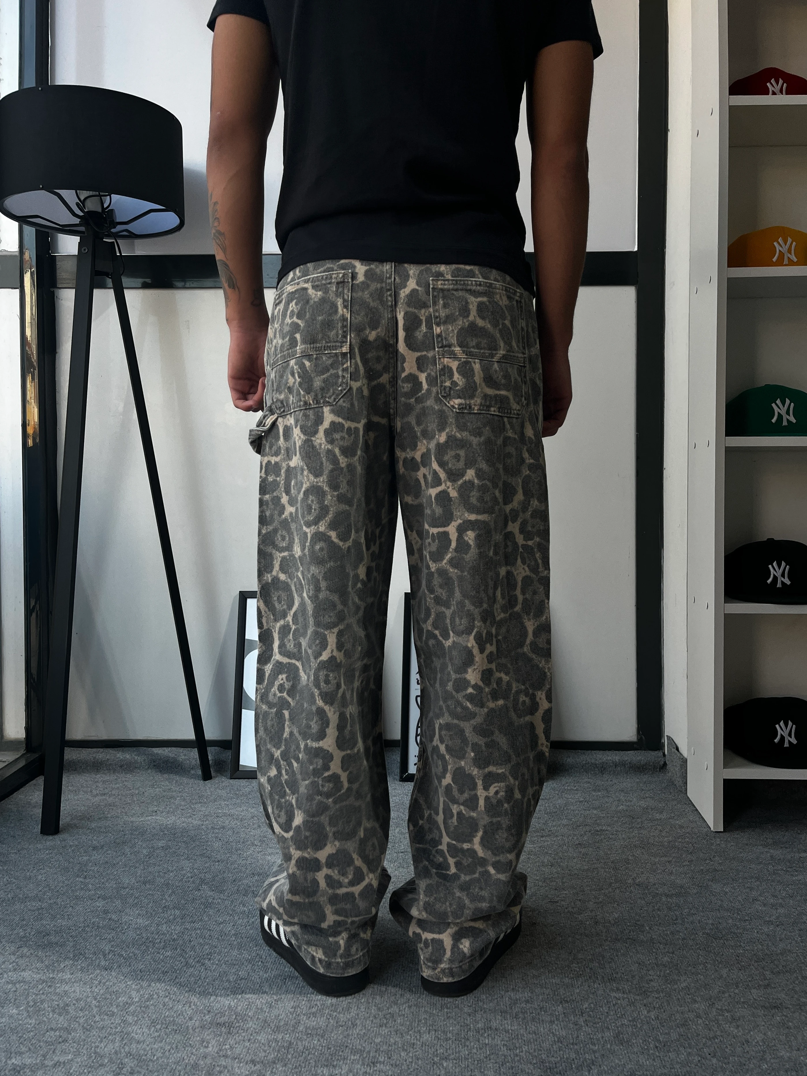 Premium Leopar Desenli Baggy Pantolon G10163