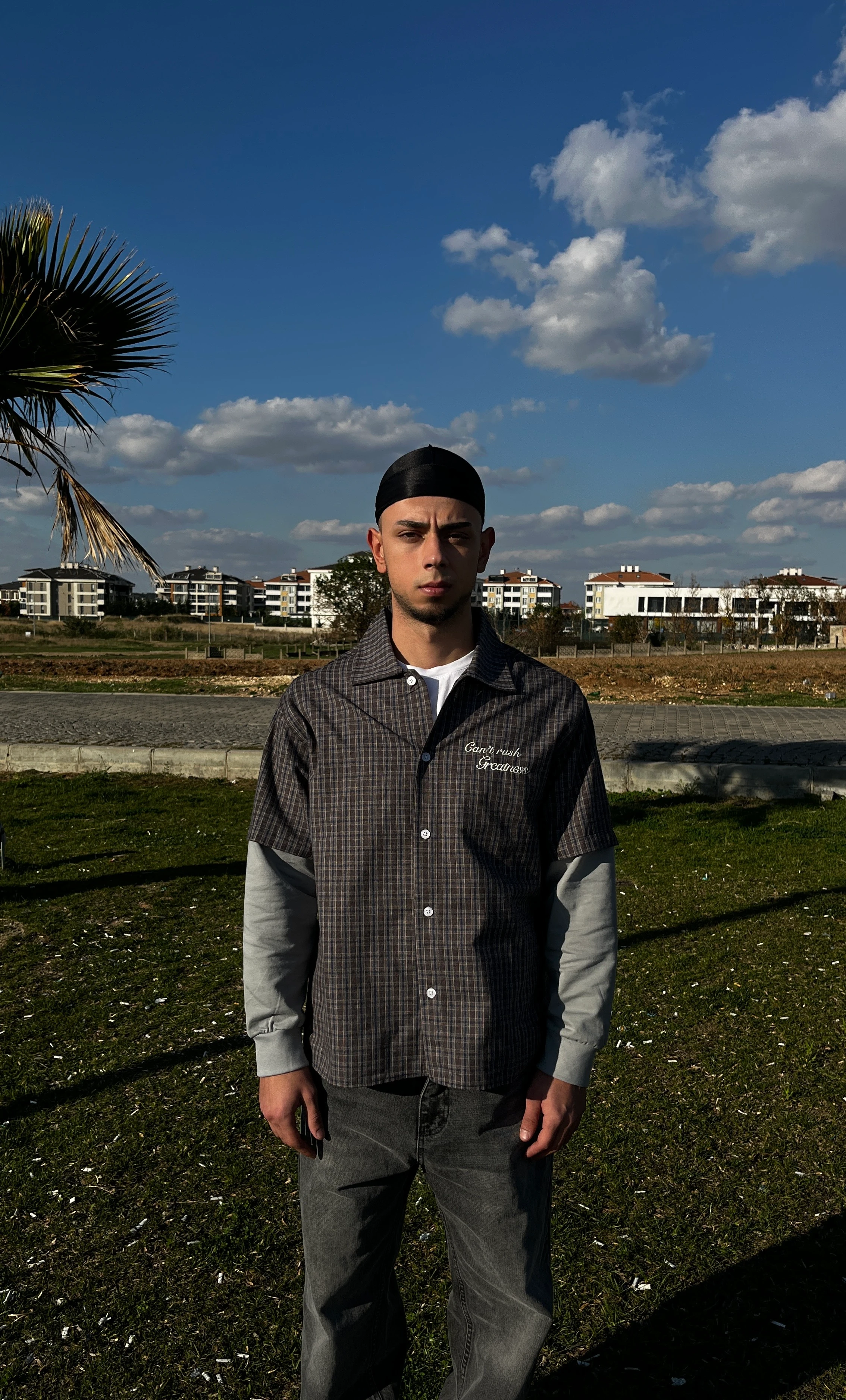 Kare Desenli Nakışlı Oversize Sweatshirt G10158