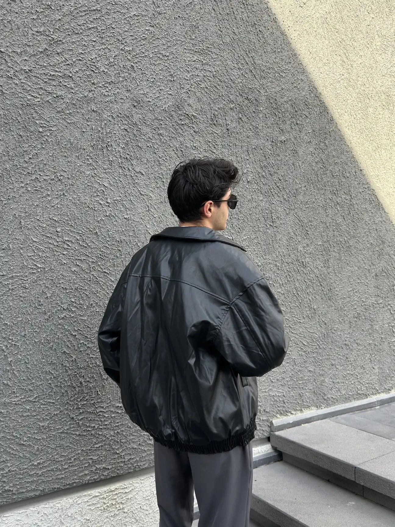 Premium Siyah Oversize Deri Ceket G1087