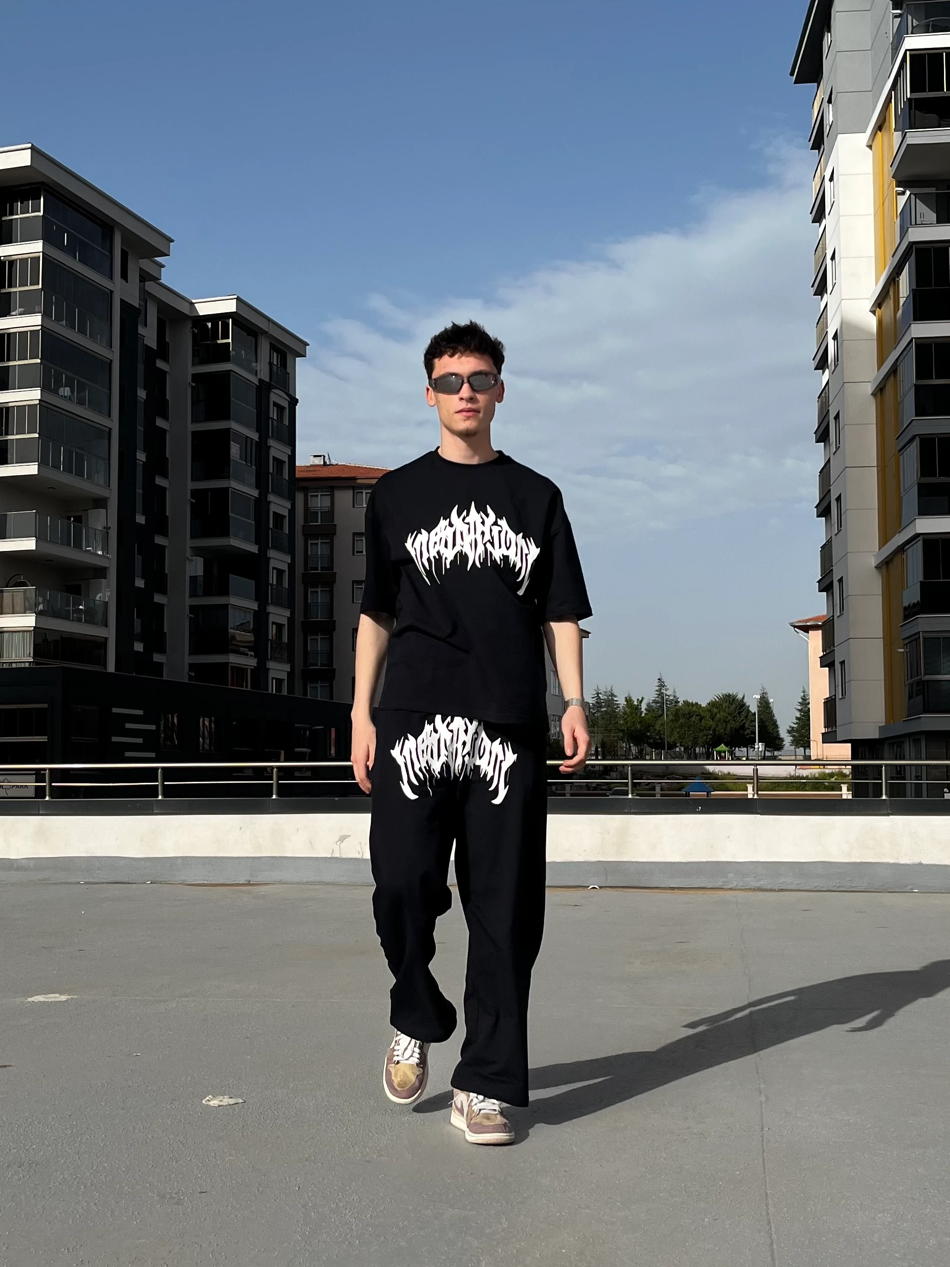 Premium Baskılı Oversize Siyah Eşofman Takımı G1047