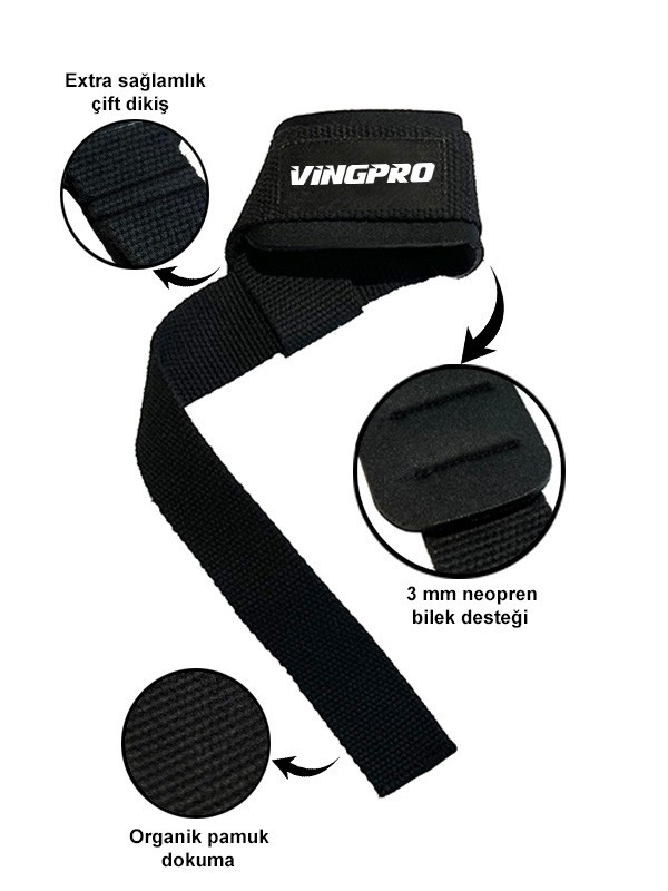 Padded Lifting Straps Siyah 2'li Paket