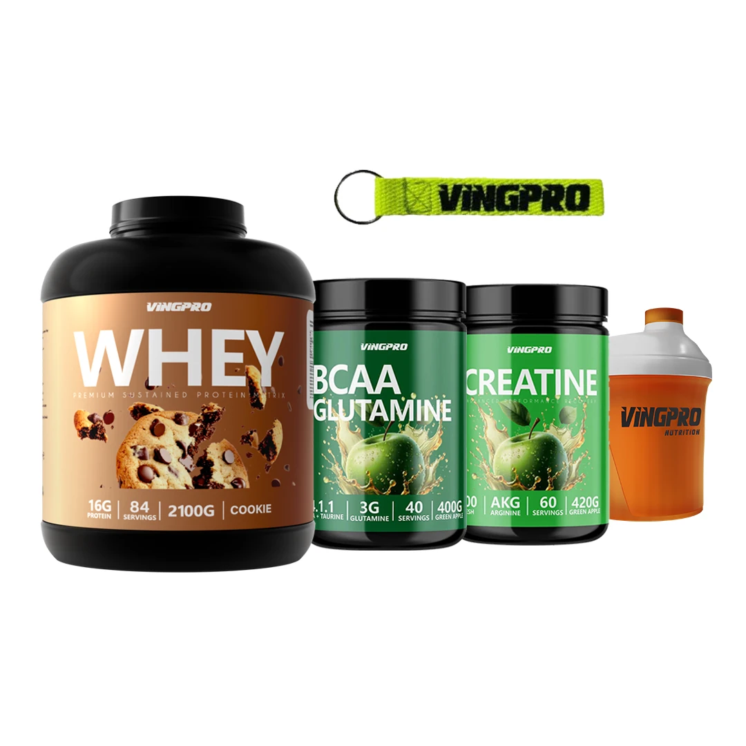 FITNESS PAKETİ WHEY PROTEIN (KURABİYE) + BCAA + GLUTAMİNE (YEŞİL ELMA) + CREATINE (YEŞİL ELMA)