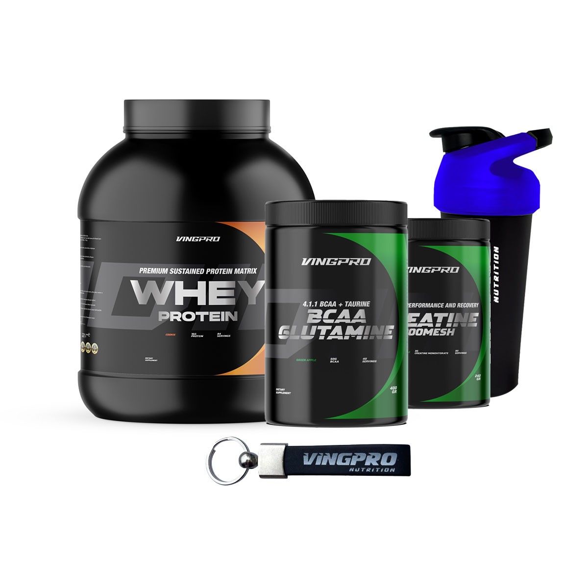 FITNESS PAKETİ WHEY PROTEIN (KURABİYE) + BCAA + GLUTAMİNE (YEŞİL ELMA) + CREATINE (YEŞİL ELMA)