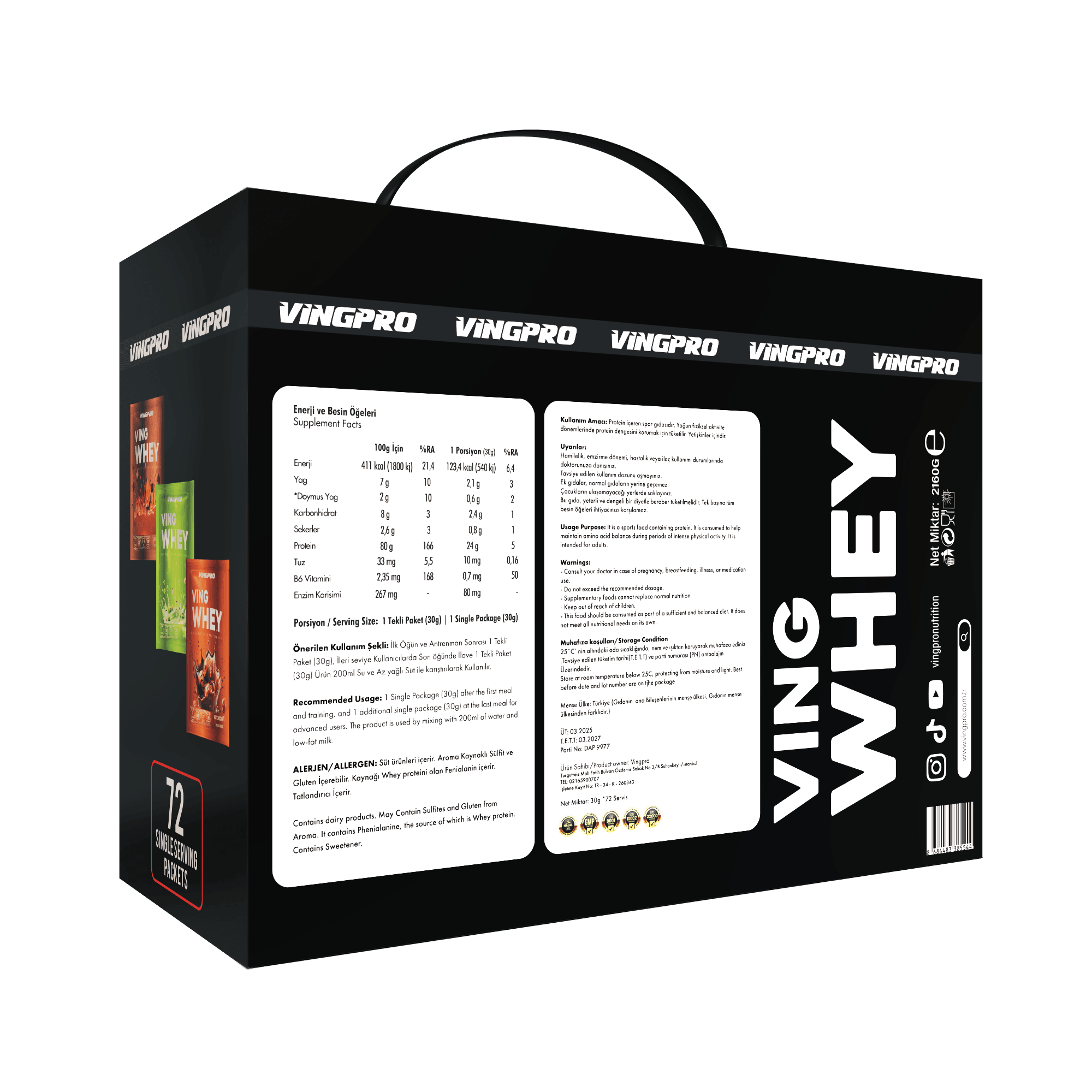 VİNGPRO 30gr ŞASE 72 SERVİS MİX WHEY PROTEİN TOZU