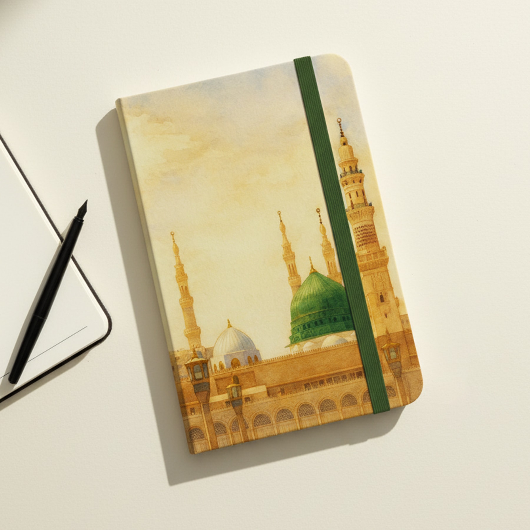 Mescid-i Nebevî Tasarımlı Özel Ciltli Defter – 13x20 cm, 192 Sayfa