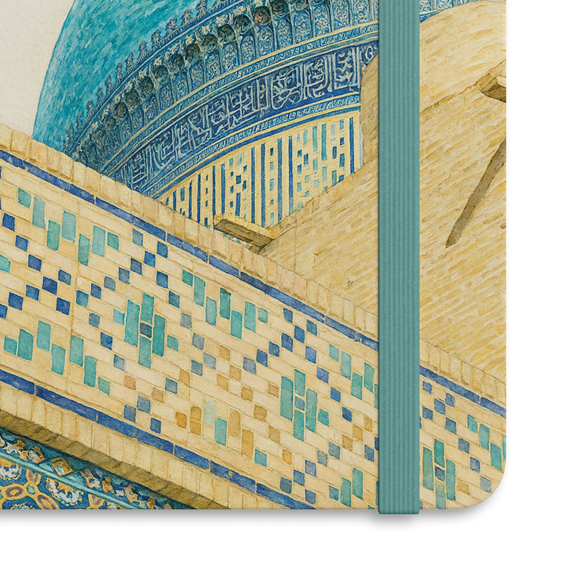 Buhara Turkuaz Kubbe Tasvirli Ciltli Defter (13x20 cm, 192 Sayfa, Sert Kapak, Kitap Ayracı Hediyeli)