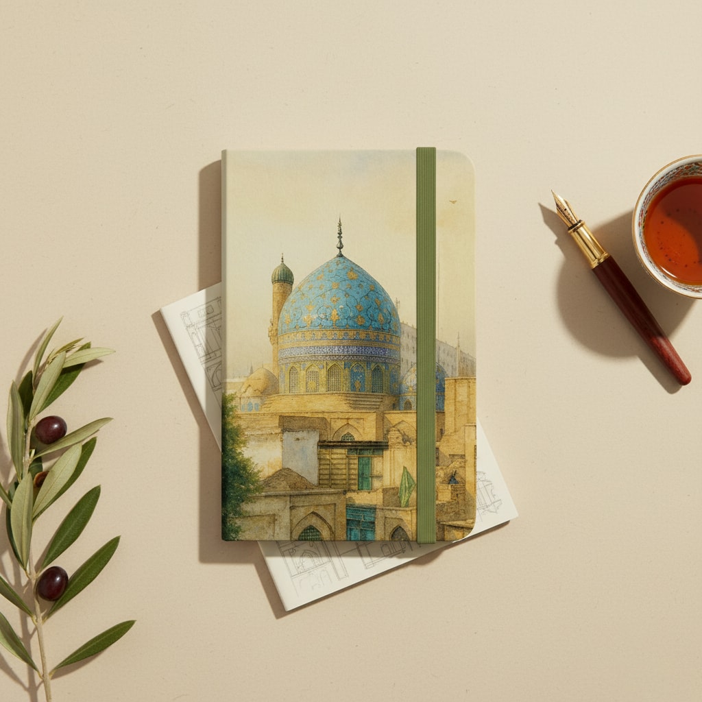 Bağdat Tasvirli Ciltli Defter (13x20 cm, 192 Sayfa, Sert Kapak, Kitap Ayracı Hediyeli)