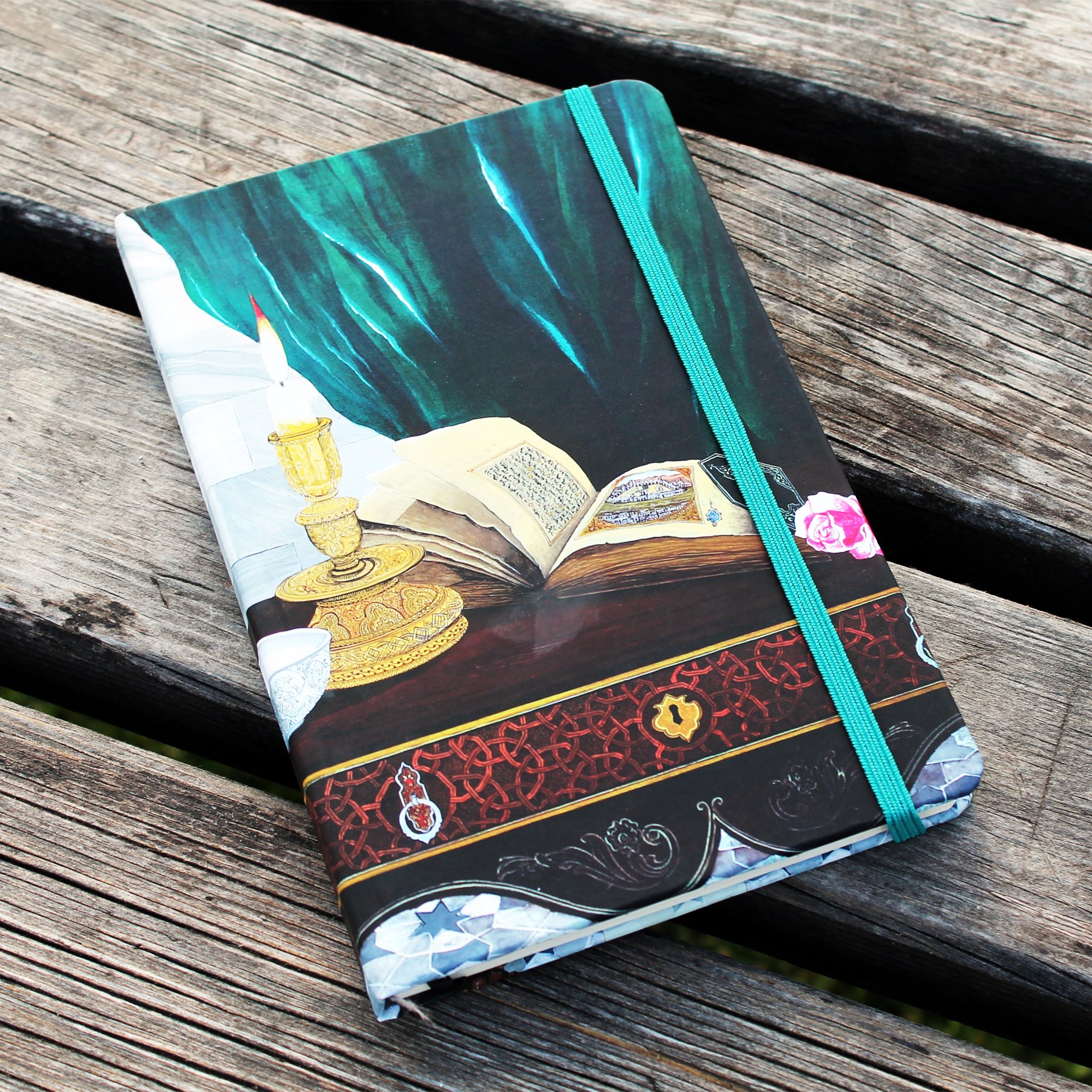  Mum Işığı El Yapımı Ciltli Defter Sert Kapak 192 Sayfa Telifli Sanat Eseri Minyatürlü Kapak