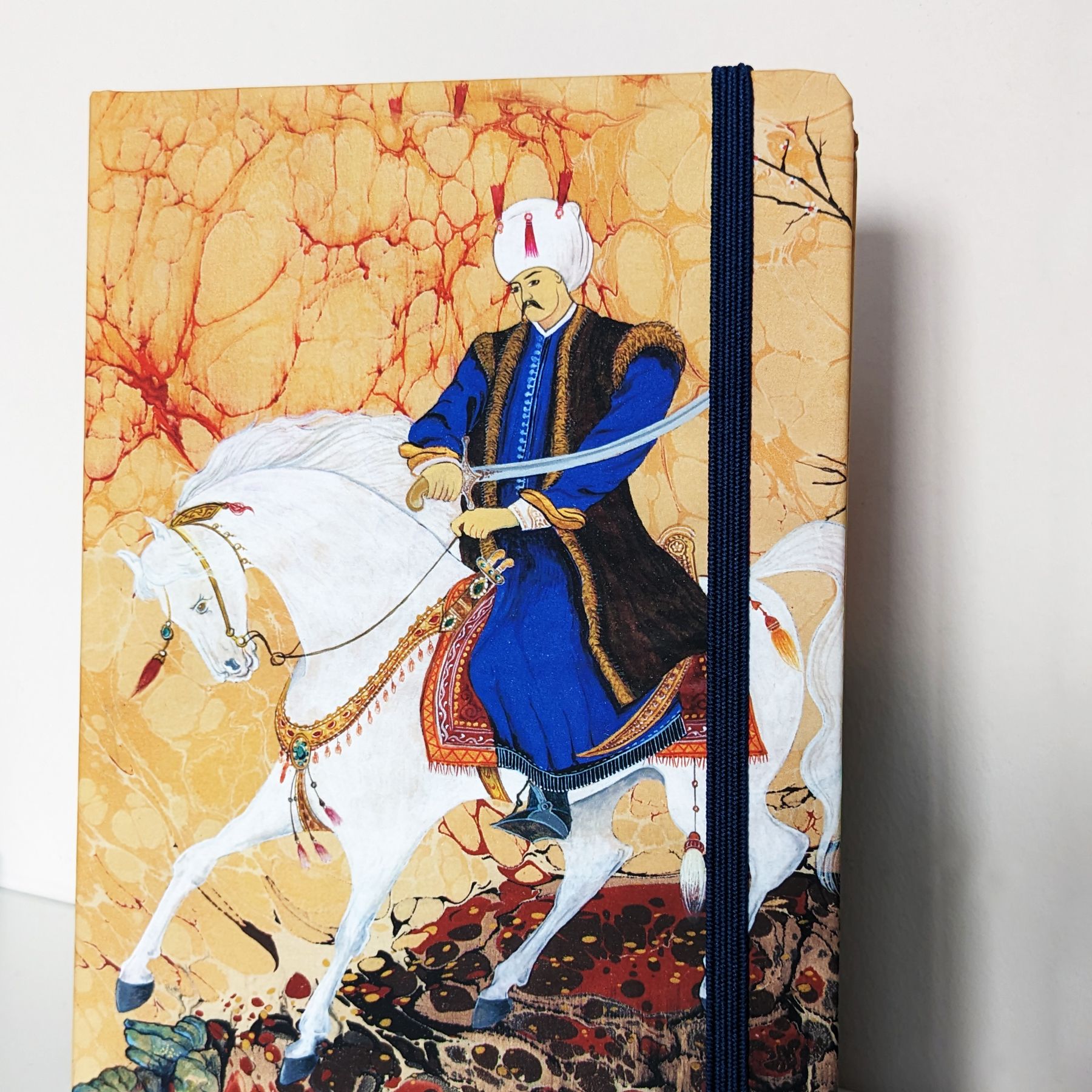 Yavuz Sultan Selim El Yapımı Ciltli Defter Sert Kapak 192 Sayfa Telifli Sanat Eseri Minyatürlü Kapak